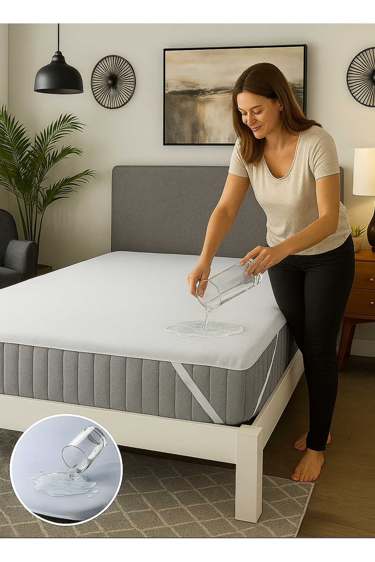 Miabella Home Saltele rezistente la lichide Saltele impermeabile Saltele de pat Protector de saltea Saltele cu bandă elastică Saltele de pat