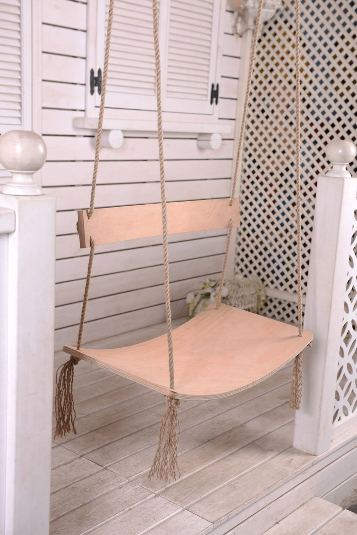 Galery Wood PREMİUM Sırt Dayanaklı Ahşap Bebek Salıncağı & Bahçe, Balkon ve Teras İçin Şık ve Konforlu Tasarım fotoğrafı 5 (önizleme)
