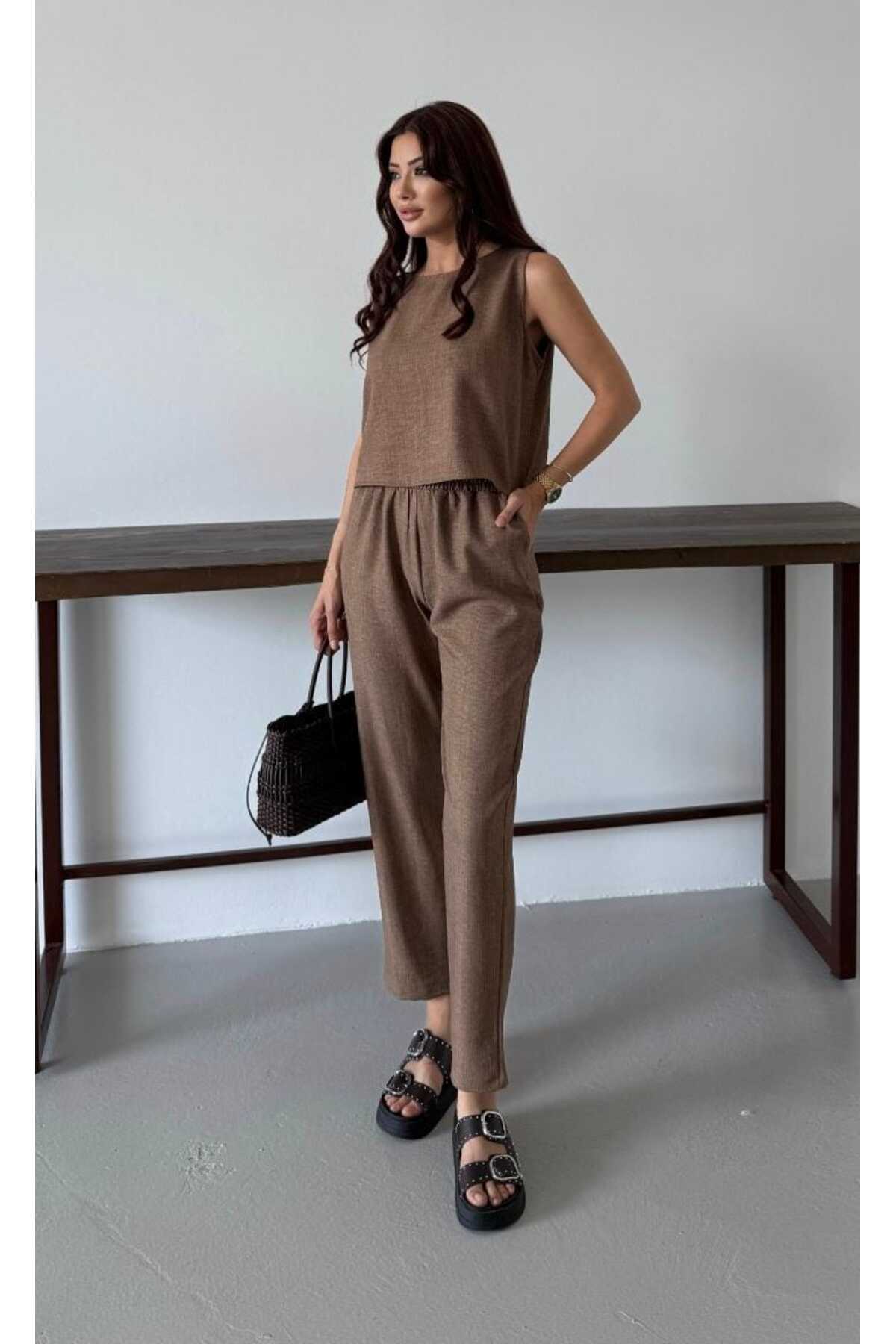 mor butik MOR BOUTIQUE ŽENSKI DVOSTRUKI SET U SMEĐE BOJI ARYA01001