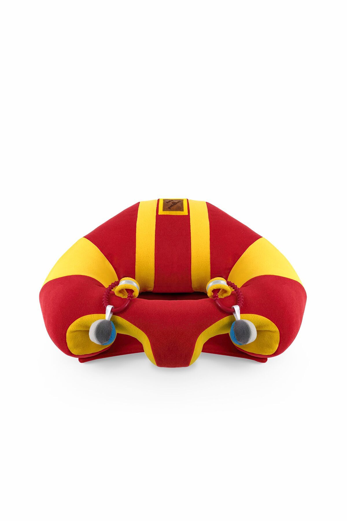 Bebeyatmaz Çıngıraklı Kırmızı Sarı Bebek Oturma Destek Minderi Bebek Koltuğu fotoğrafı 2 (önizleme)