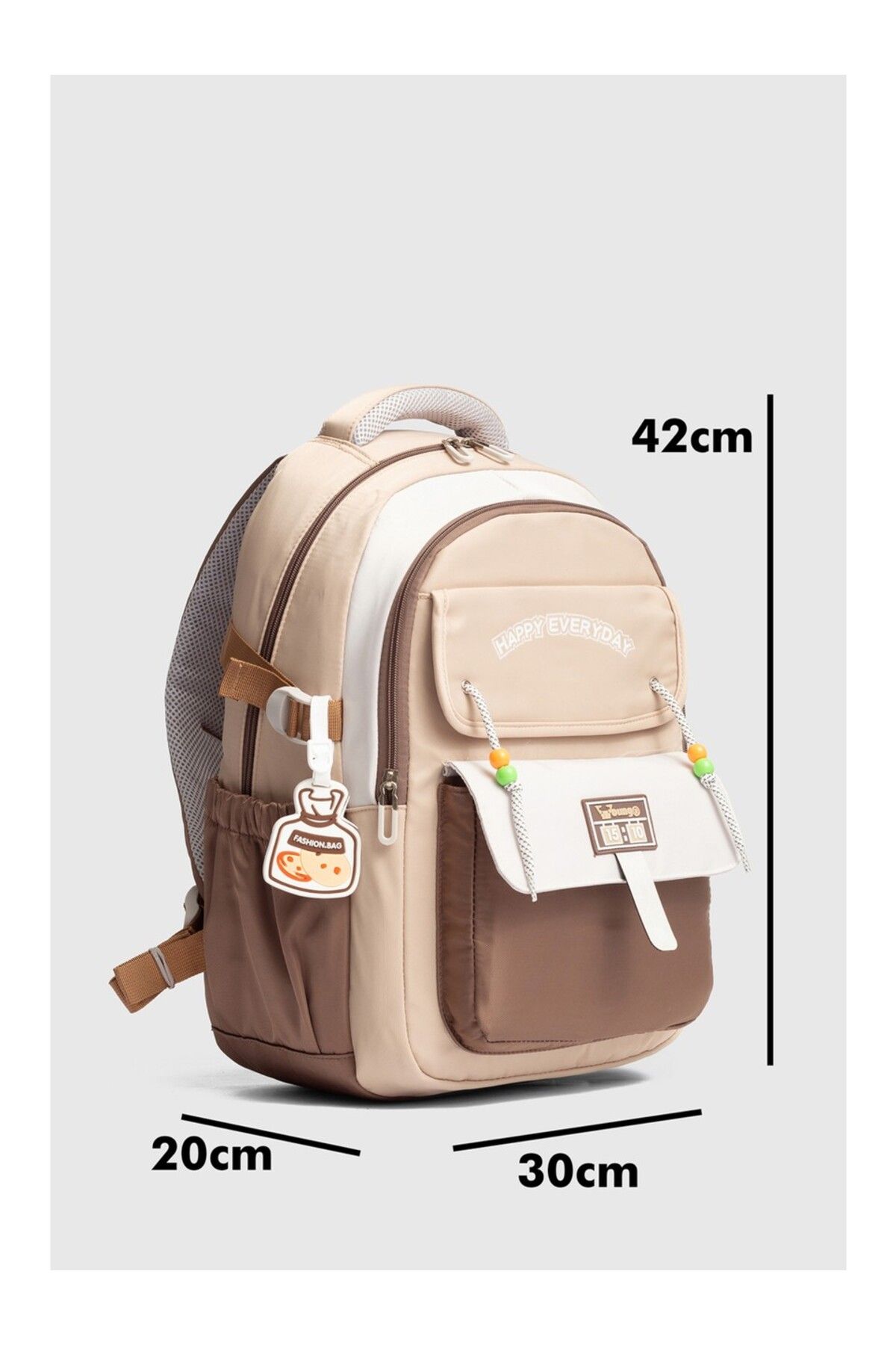 ÇÇS-Ççs 51939 School Backpack Student Daily Travel Holiday Sports Walking Trip Beige 2