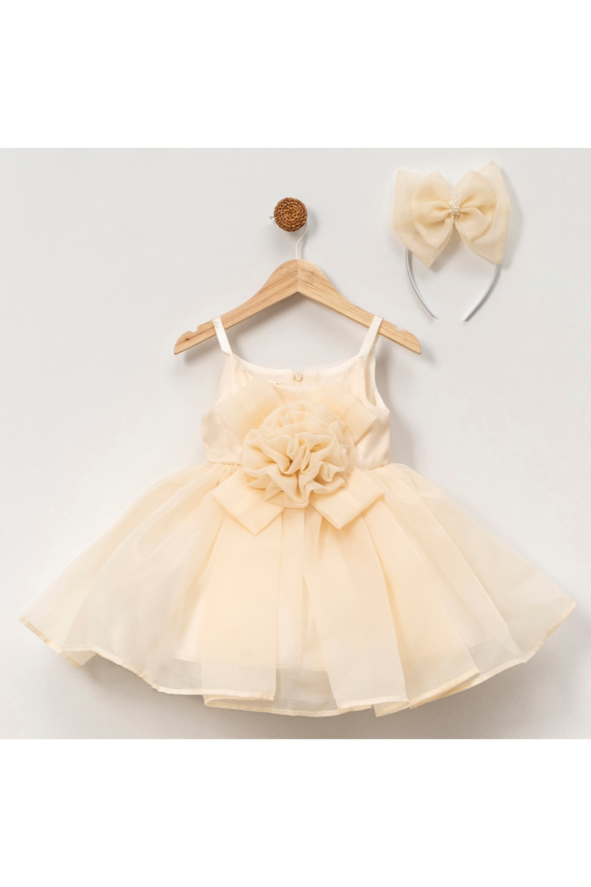 Dress Princess Girl | 1-9 Years | Color Options | Ribbon & Rose Detail | Caroline - Satin