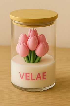 VELAE Zarif Lale Tasarımlı El Yapımı Dekoratif Mum