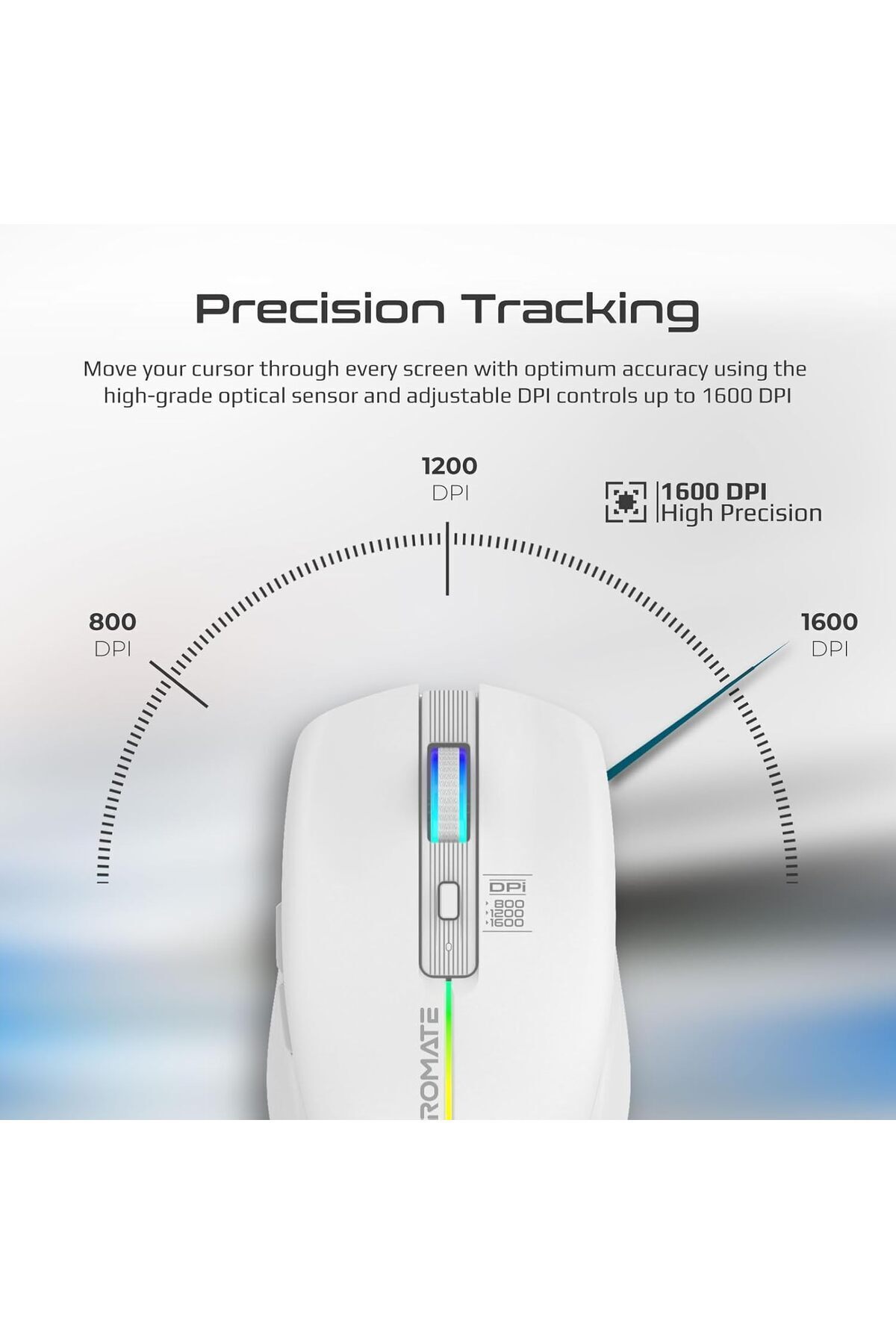 ماوس لاسلكي، فأرة مريحة قابلة لإعادة الشحن بإضاءة...