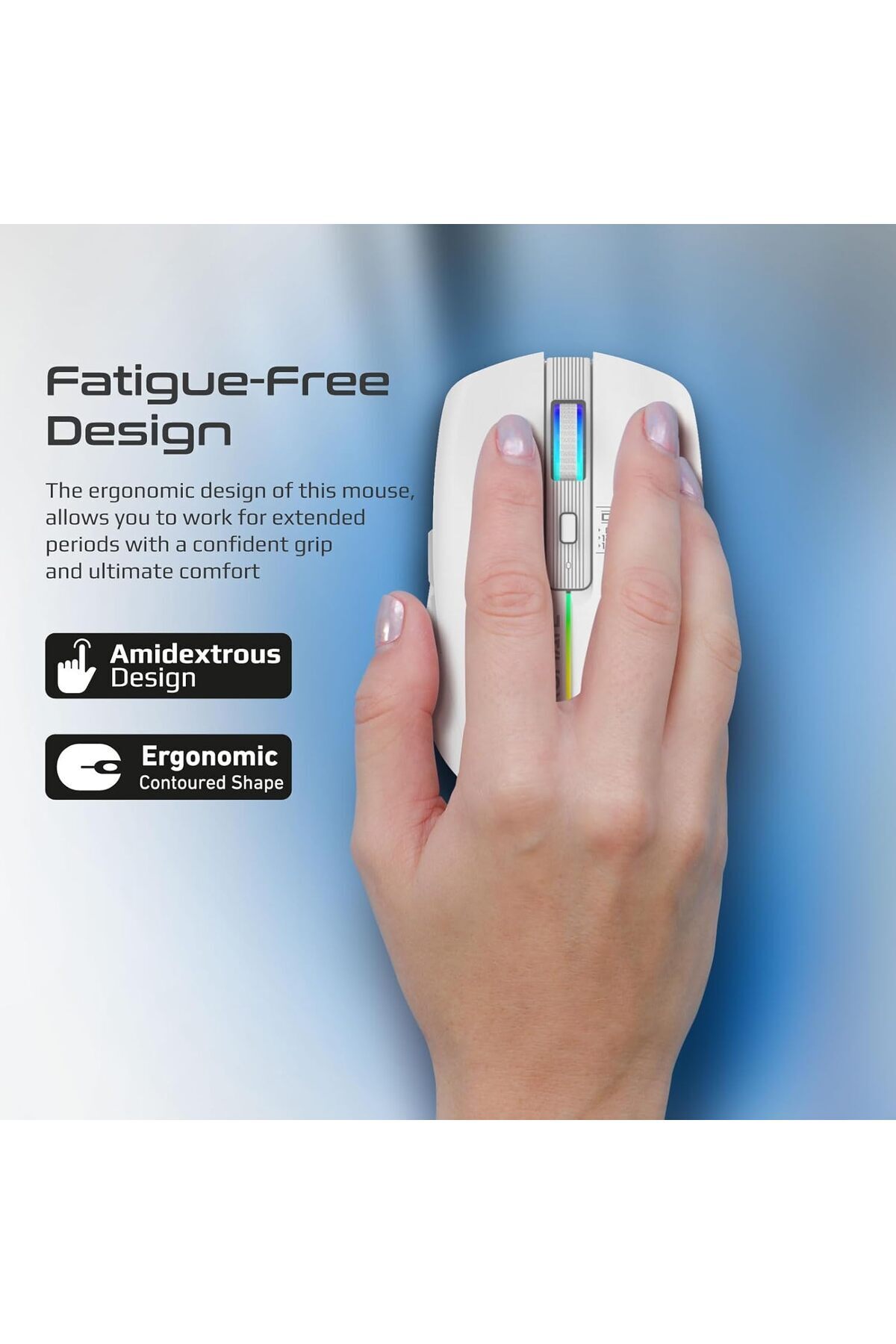 ماوس لاسلكي، فأرة مريحة قابلة لإعادة الشحن بإضاءة...