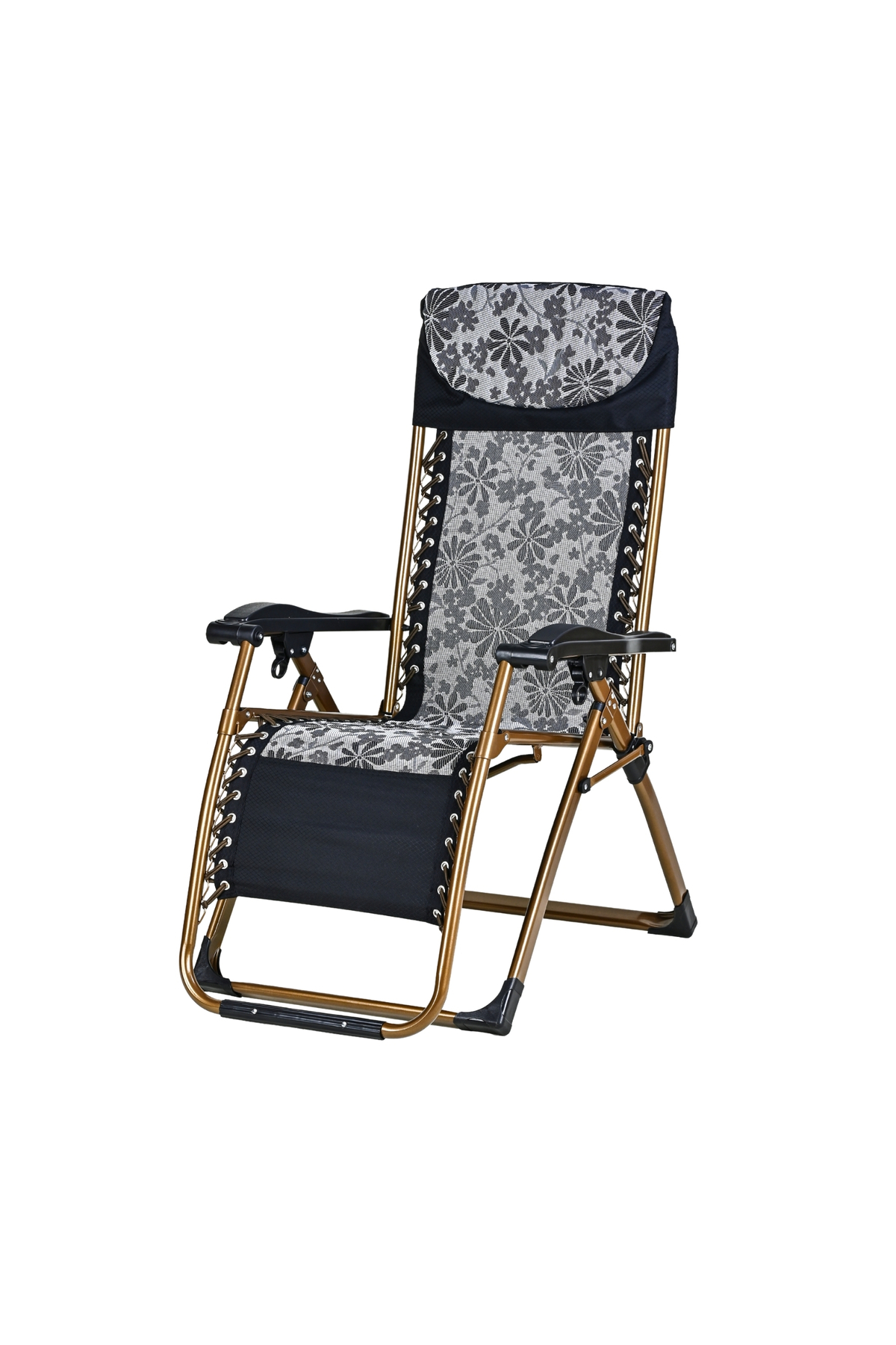 CAMPING CHAIR LOUNGE CHAIR FOLDING PORTABLE (BLACK)