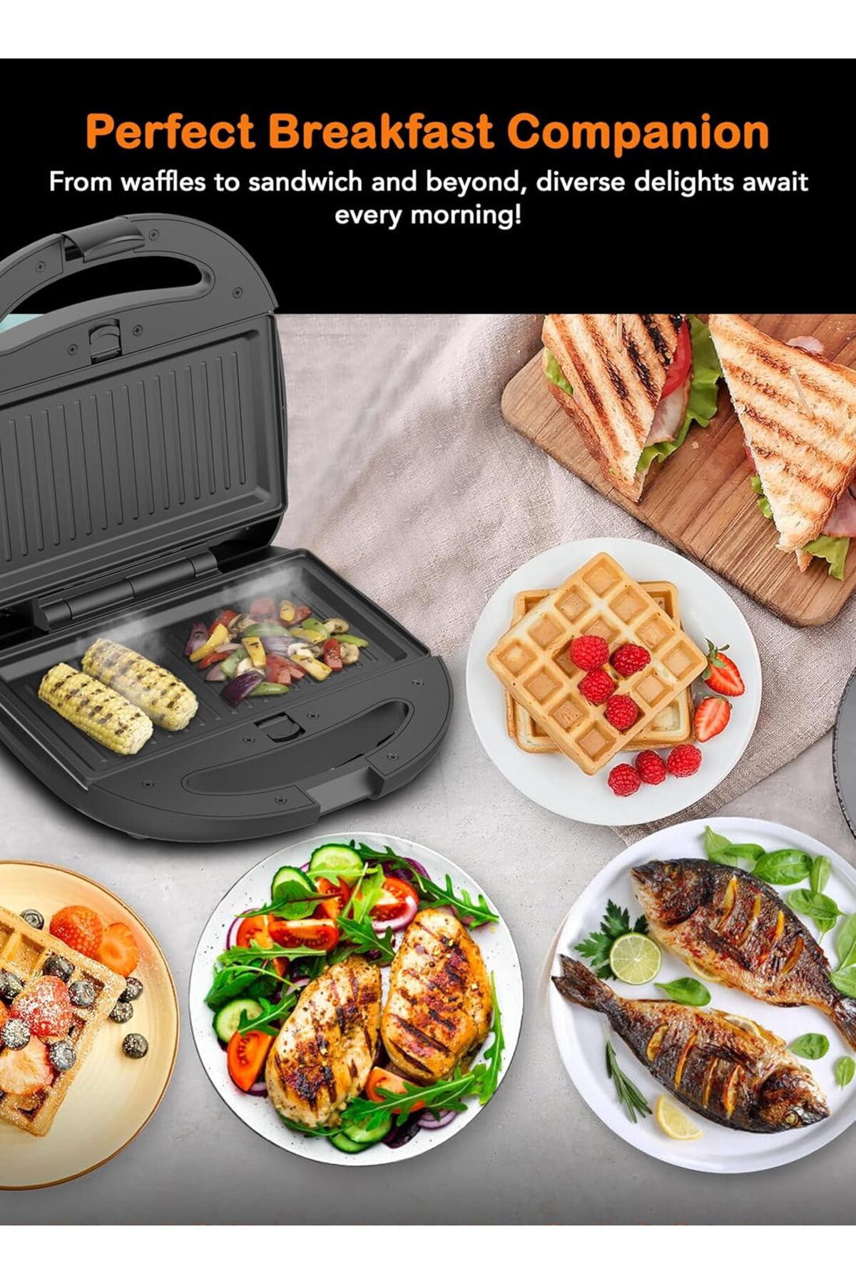 صانعة وجبات خفيفة متعددة 3 في 1 - طبق طهي غير لاصق...