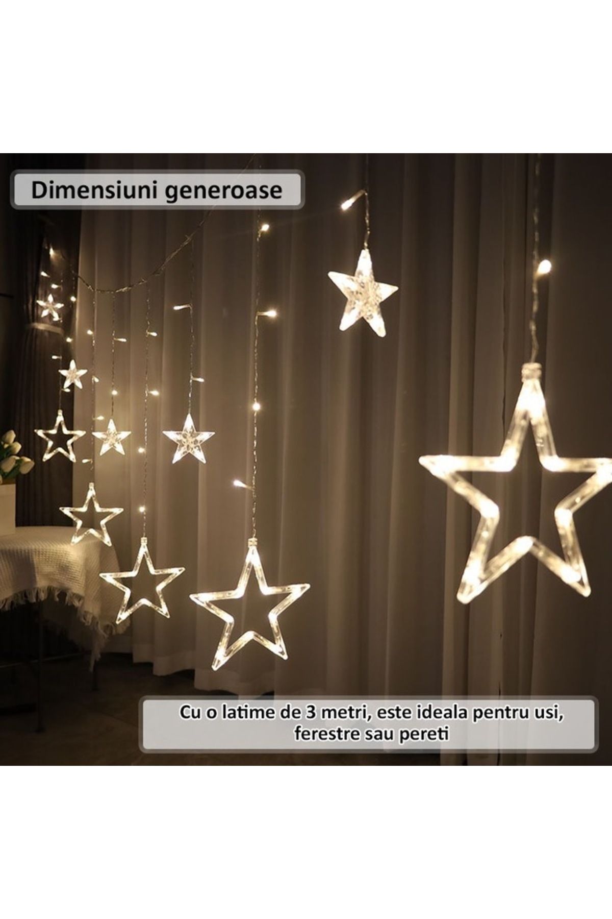 NEXTLY-Instalatie De Craciun Tip Perdea , Interconectabila, Lumini Led Rgb, 8 Jocuri De Lumini, 3 4