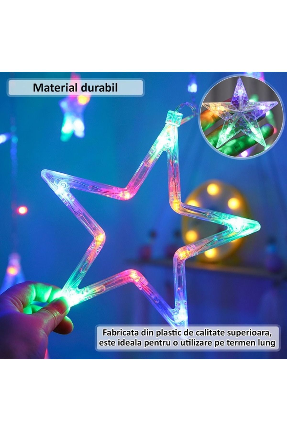 NEXTLY-Instalatie De Craciun Tip Perdea , Interconectabila, Lumini Led Rgb, 8 Jocuri De Lumini, 3 6