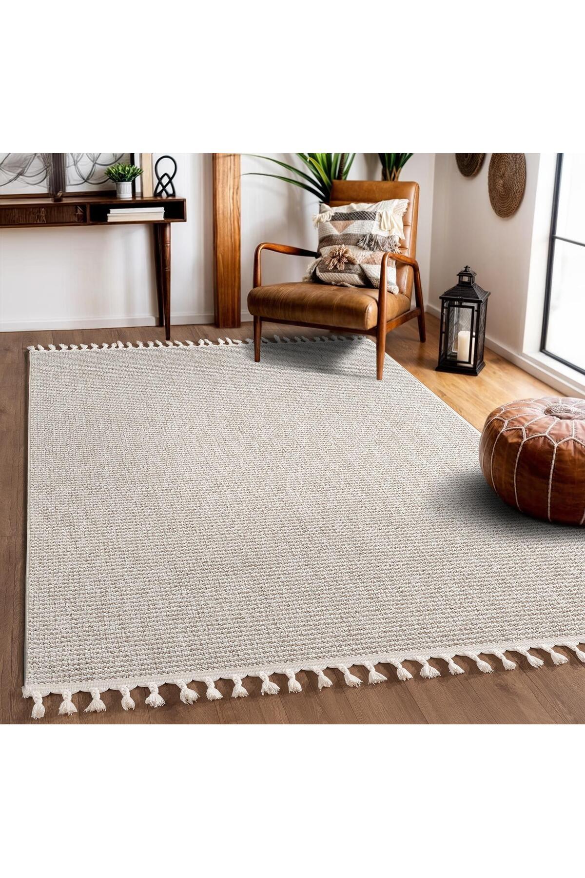 Effect EF005A Beige Carpet Modern Patterned Jute Sole Living Room Rug Bedroom Kitchen Corridor