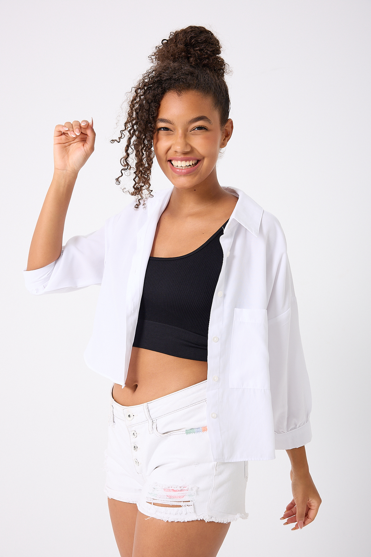 FOREVER MORE Kalın Askılı Spor Crop Top görsel 5