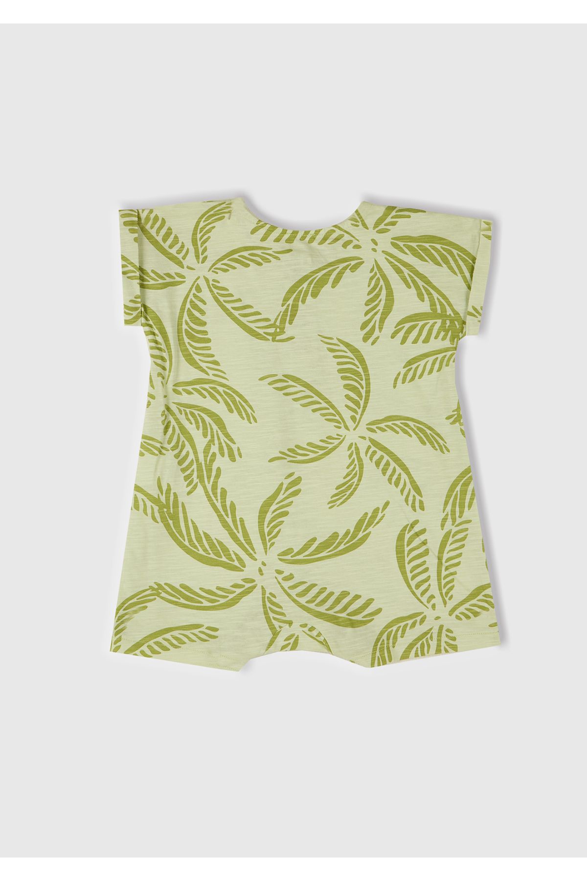 United Colors of Benetton-Baby Green Fully Patterned Jumpsuit with Button Detail on the Front and Hidden Snap Fasteners 3