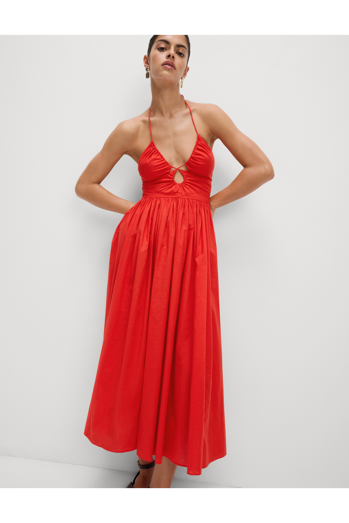 Marks & Spencer Pamuklu Halter Yaka Midaksi Plaj Elbisesi