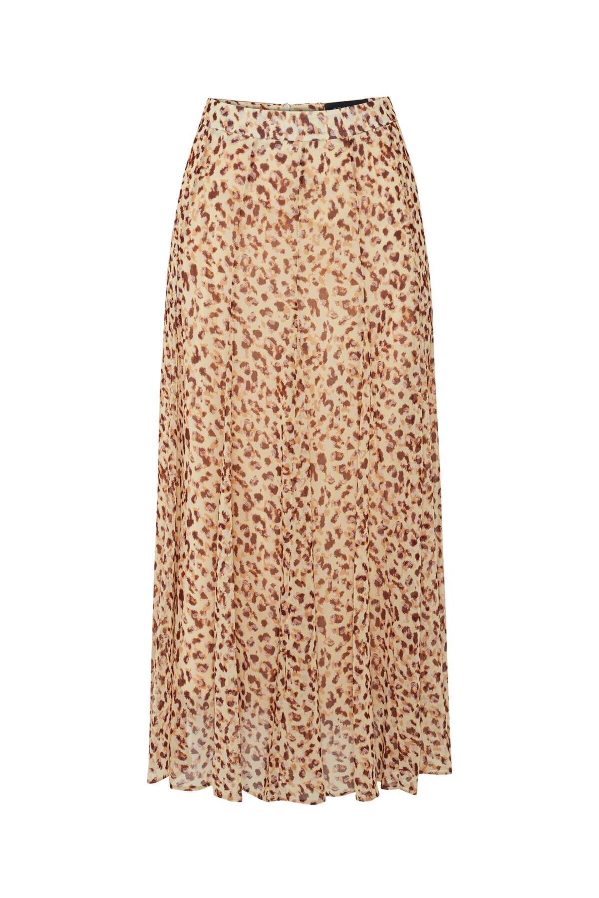 Exquise-Midi Length Chiffon Skirt with Flared Pattern at the Waist 7