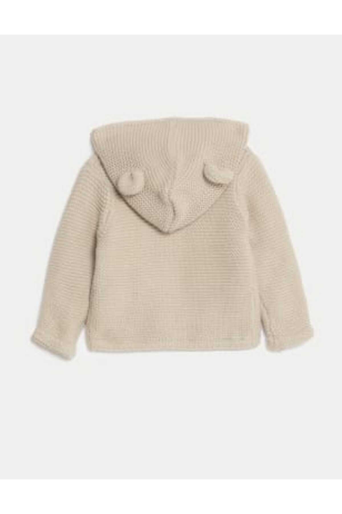 Marks & Spencer Saf Pamuk Kapşonlu Hırka (0-3 Yaş) fotoğrafı 2 (önizleme)