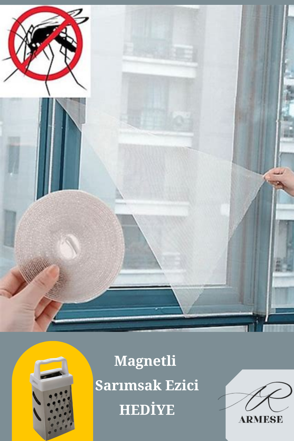 1 Pc Window Mosquito Screen Ready Window Mosquito Screen with Velcro Band 75x125 Cm