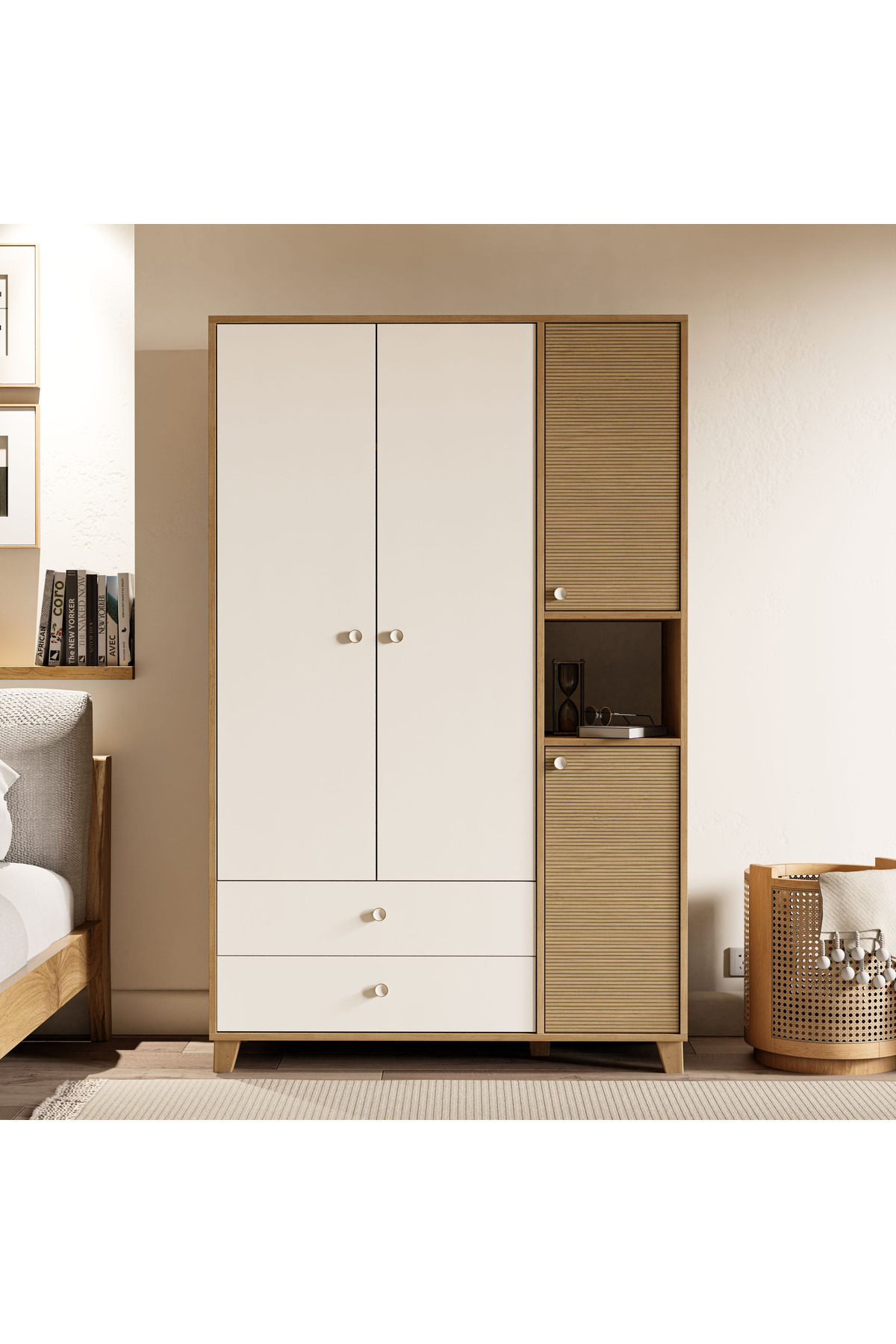 Mezza 3520 Lisa 4 Kapılı Gardırop Sepet-yunus-beyaz fotoğrafı 3 (önizleme)