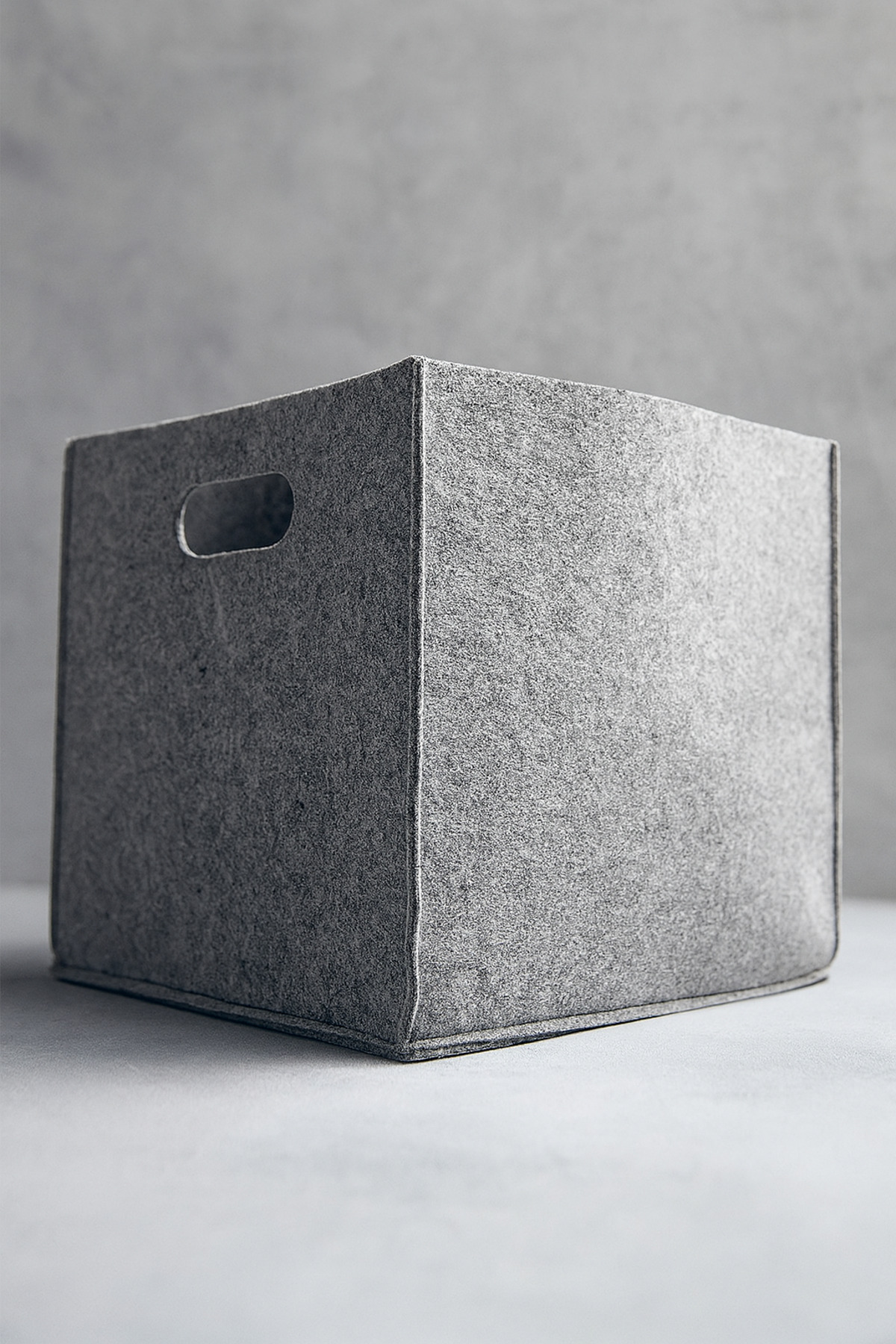YUNUSOĞLU HOME-Gray Felt Cube Organizer - Toy Box with Handle 4