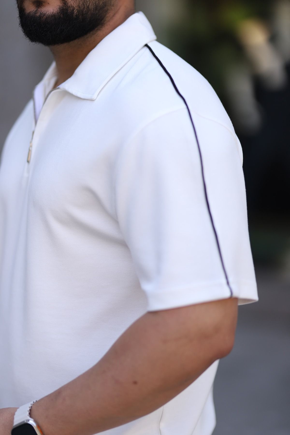 cto your style-Men's Polo Neck T-Shirt Comfortable Tooling Zipper Detailed Bottom Top Suit 2