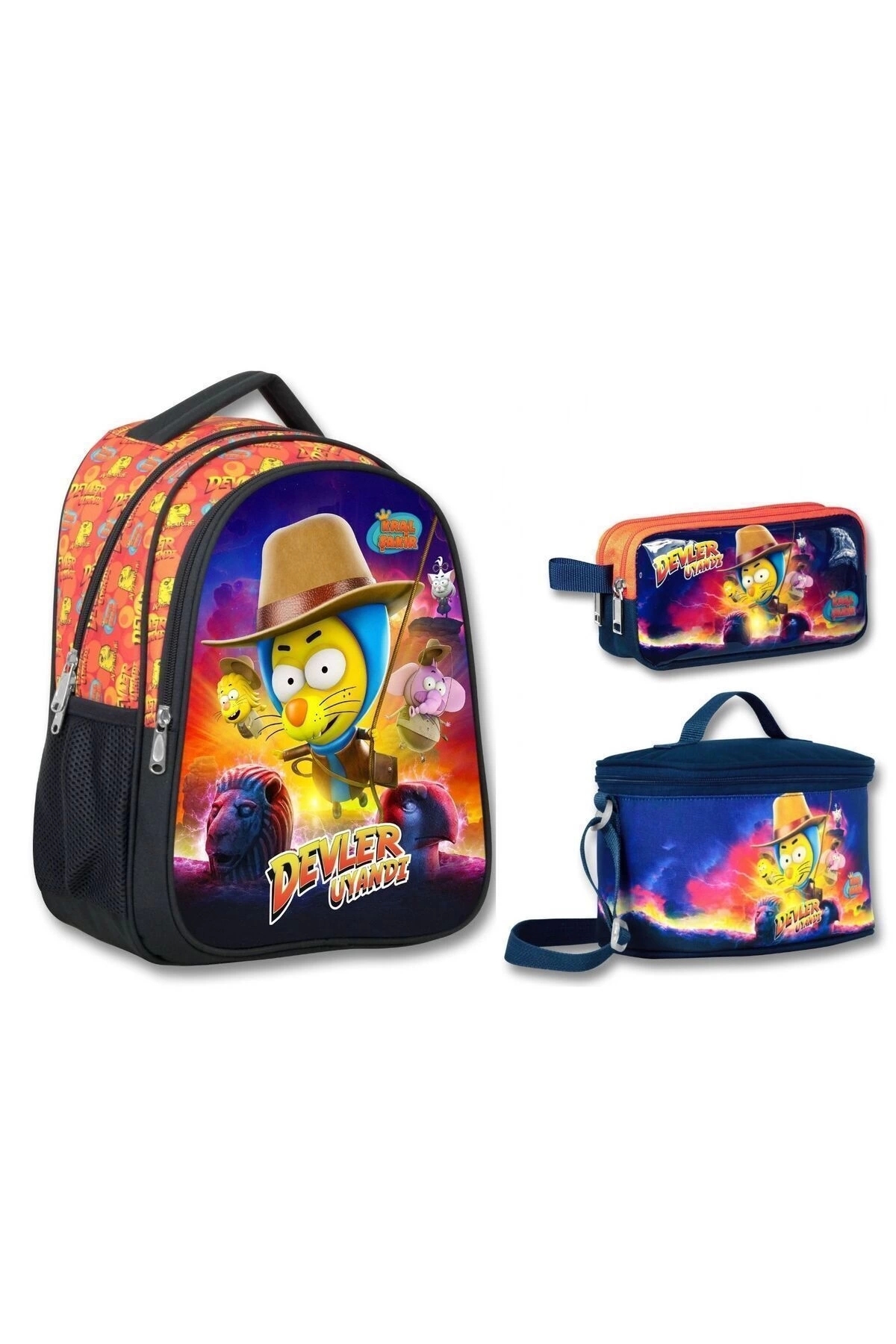 King Şakir Giants Awakened Boys Triple Primary School Bag Set - Backpack+Lunch Bag+Ka
