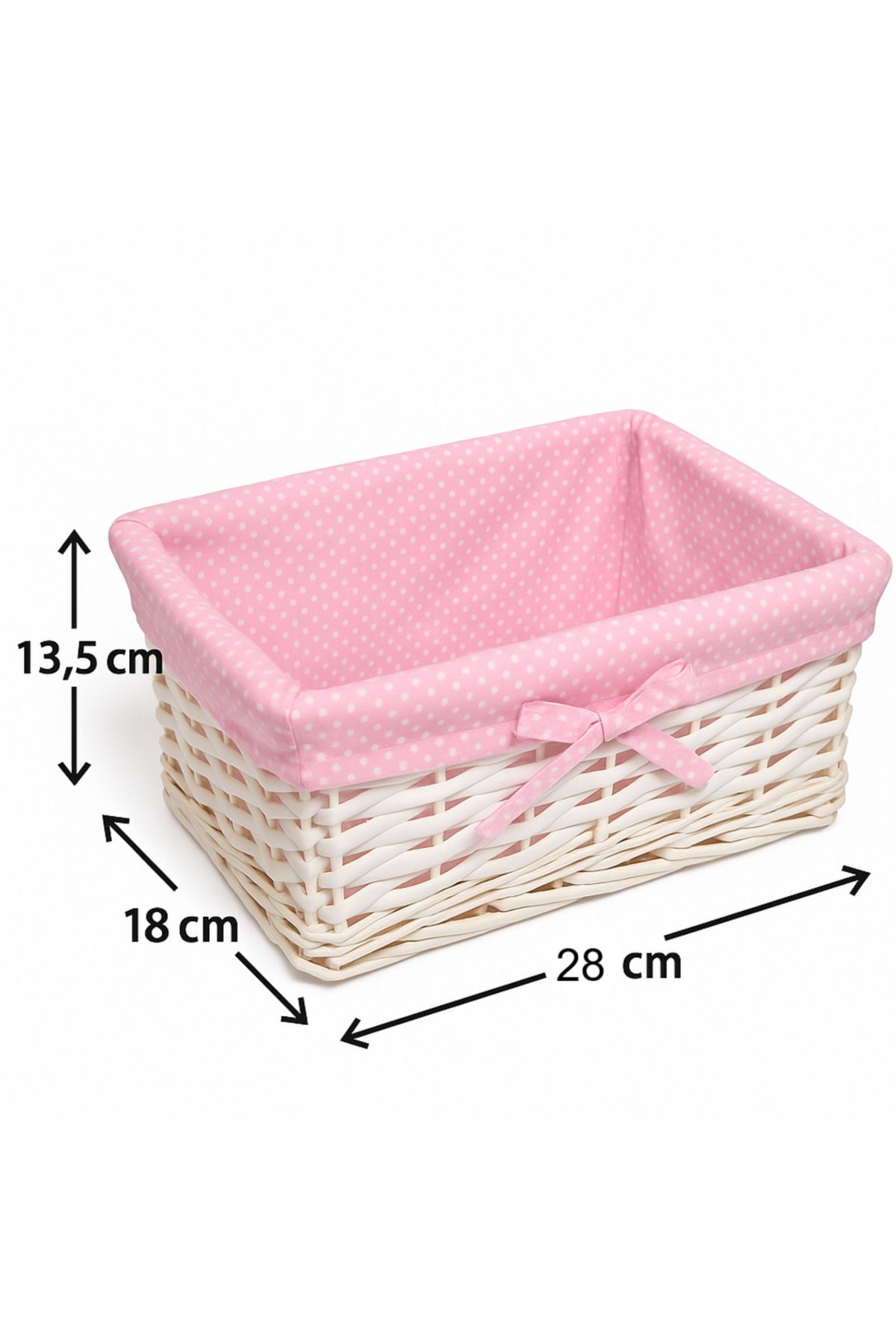 Generic-Rectangular Willow Wicker Storage Basket with Removable Dot Lining – Gift Hamper 3
