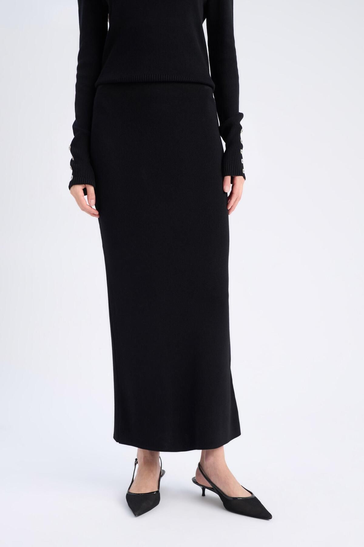 DeFacto-E5361Ax Model Basic Plain Midi Pencil Skirt 7