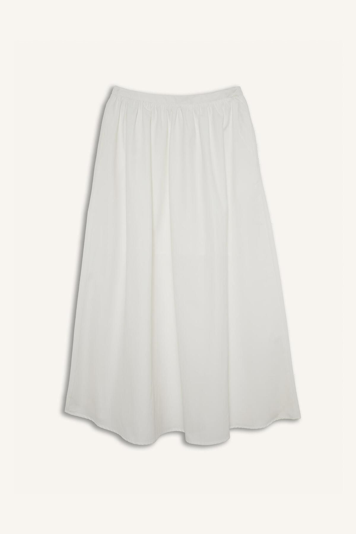 DeFacto-A-Line Regular Waist Half Lining Poplin Midi Skirt E8700Ax25Sp 8