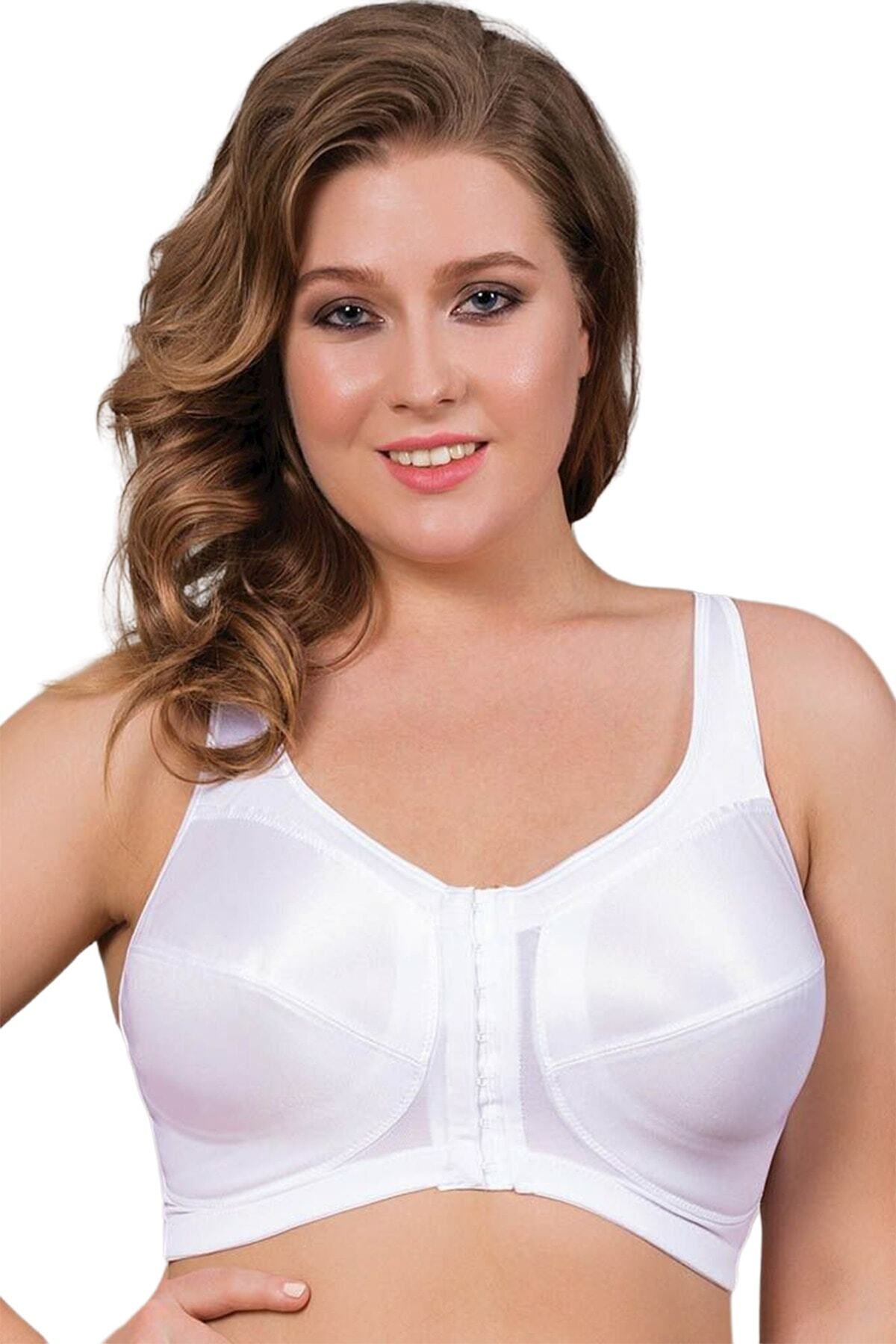 Anıl-Non-wired Back Supported Gathering Front Opening Thick Strap Reducing Bra 3651| White 4