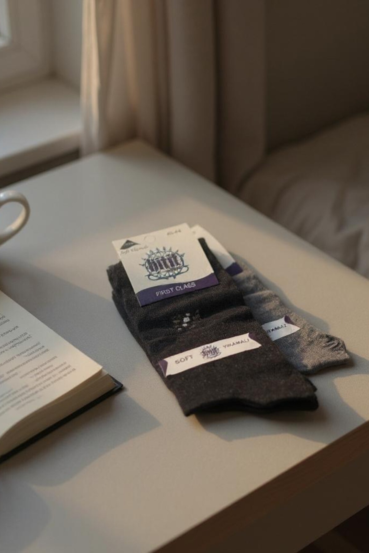 Hitit Socks Erkek 12 Çift Günlük Sıkmayan Boğazlı Pamuklu Desenli Uzun Çorap görsel 2