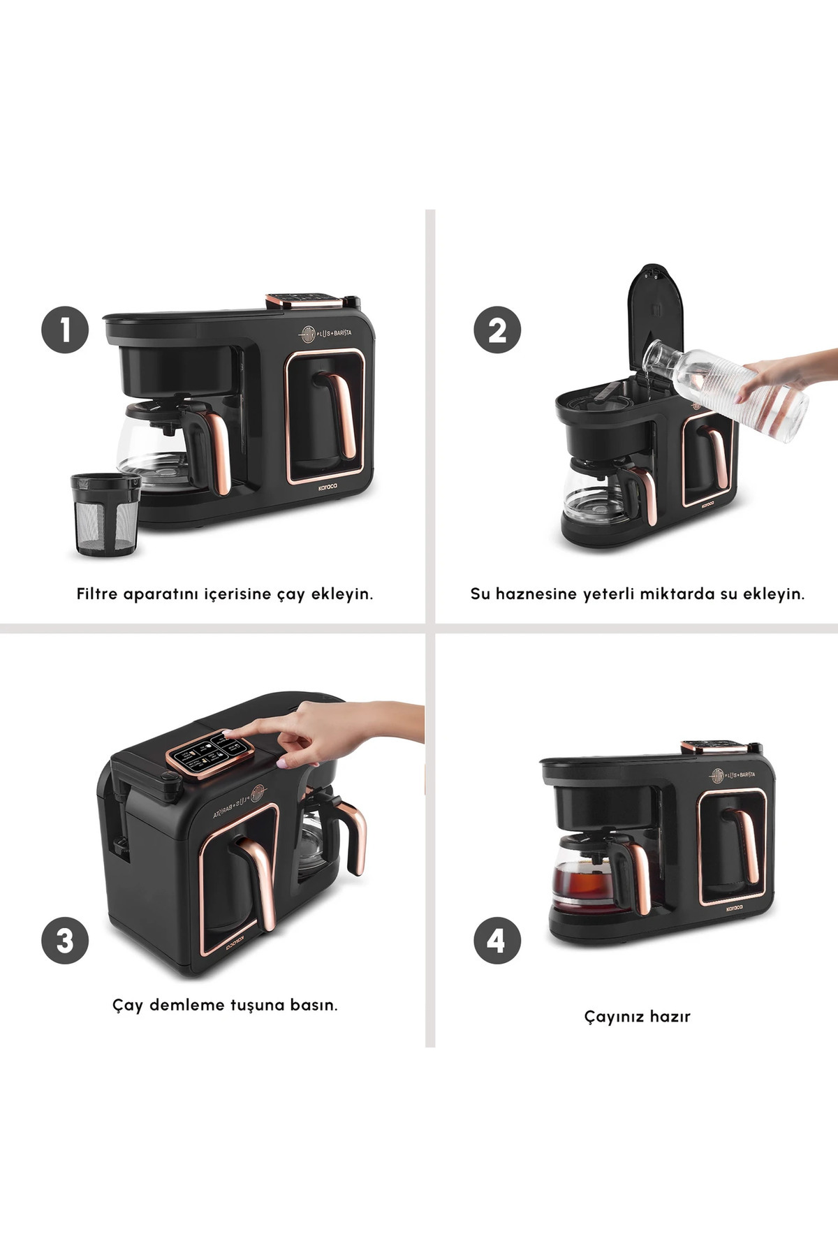 Karaca-Hatır Hüps Duet Türkische Kaffeemaschine, Silber 1400W Kaffeevollautomat-Kaffeemaschine 7