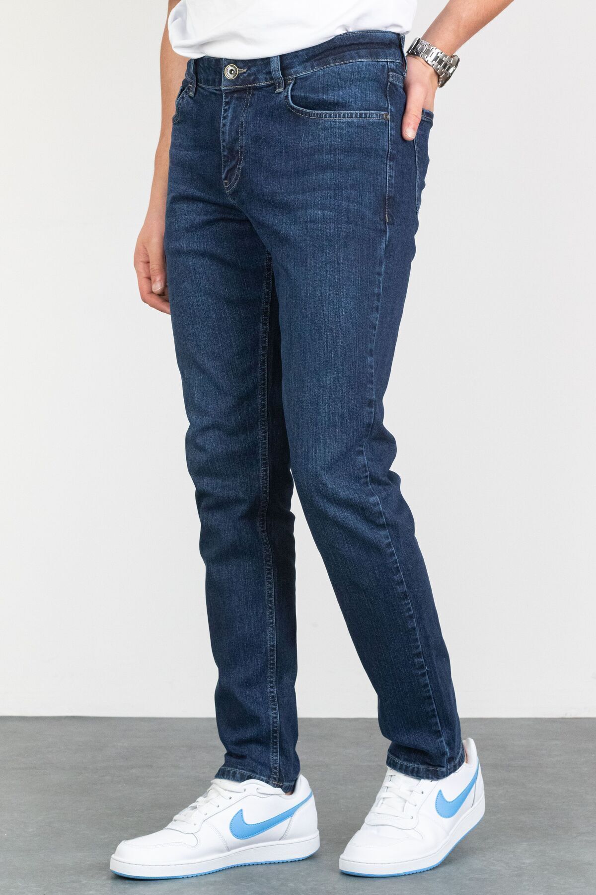 HLT JEANS-Keven Dark Blue Grinded Slim Fit Lycra Flexible Jeans 4