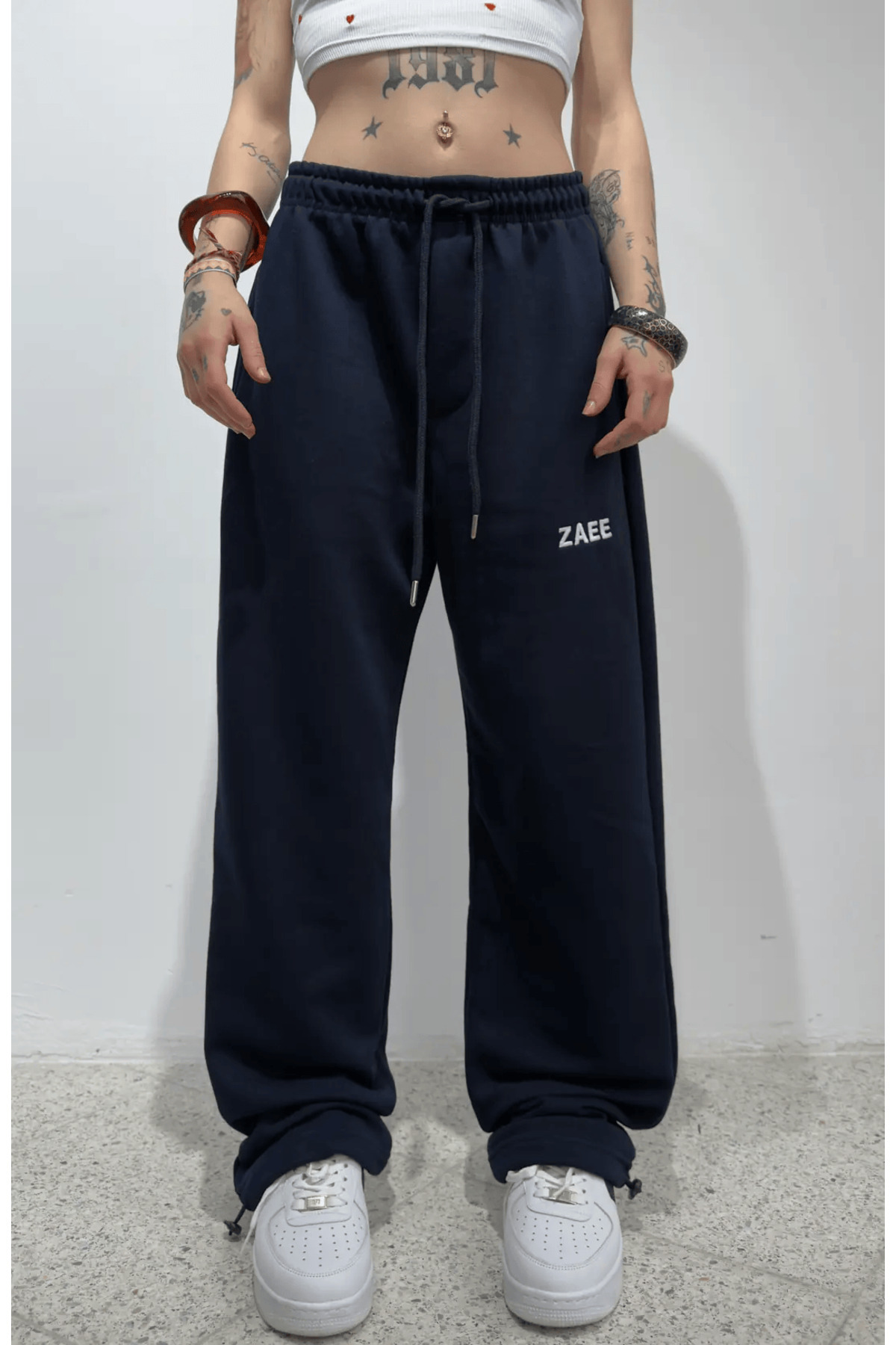 zaee  Nakışlı Yazlık Kumaş Ayarlanabilir Paça Baggy Premium Eşofman Altı - Görsel 5