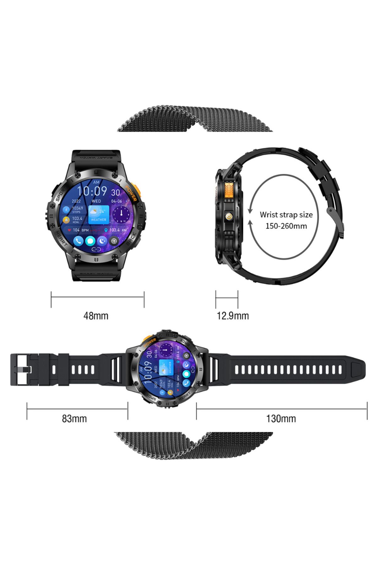 OEM-Smartwatch TWINKLER®, ecran AMOLED 1.43”, Apeluri Bluetooth 5.2, Multiple monitorizări 7