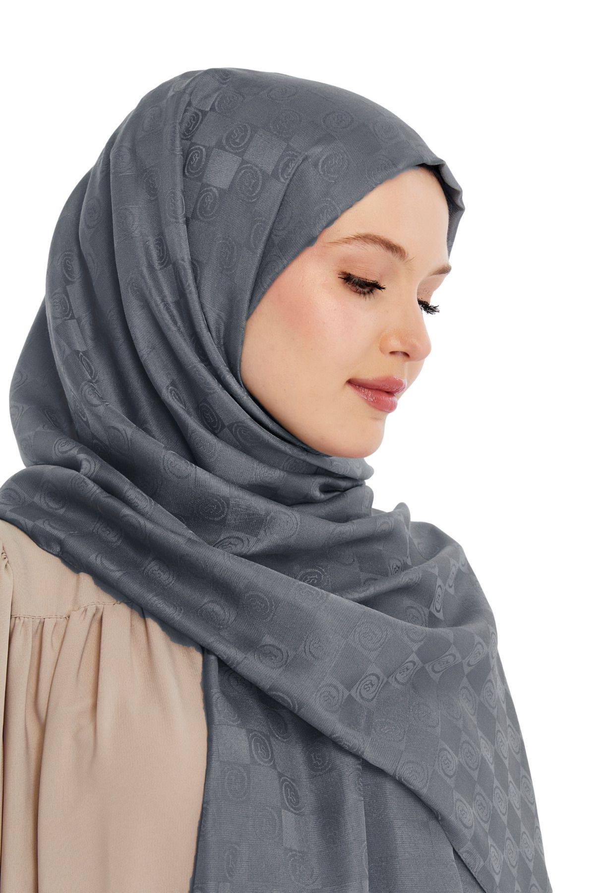 Altobeh-Monogram Checkerboard Pattern Shawl - Smoked 4
