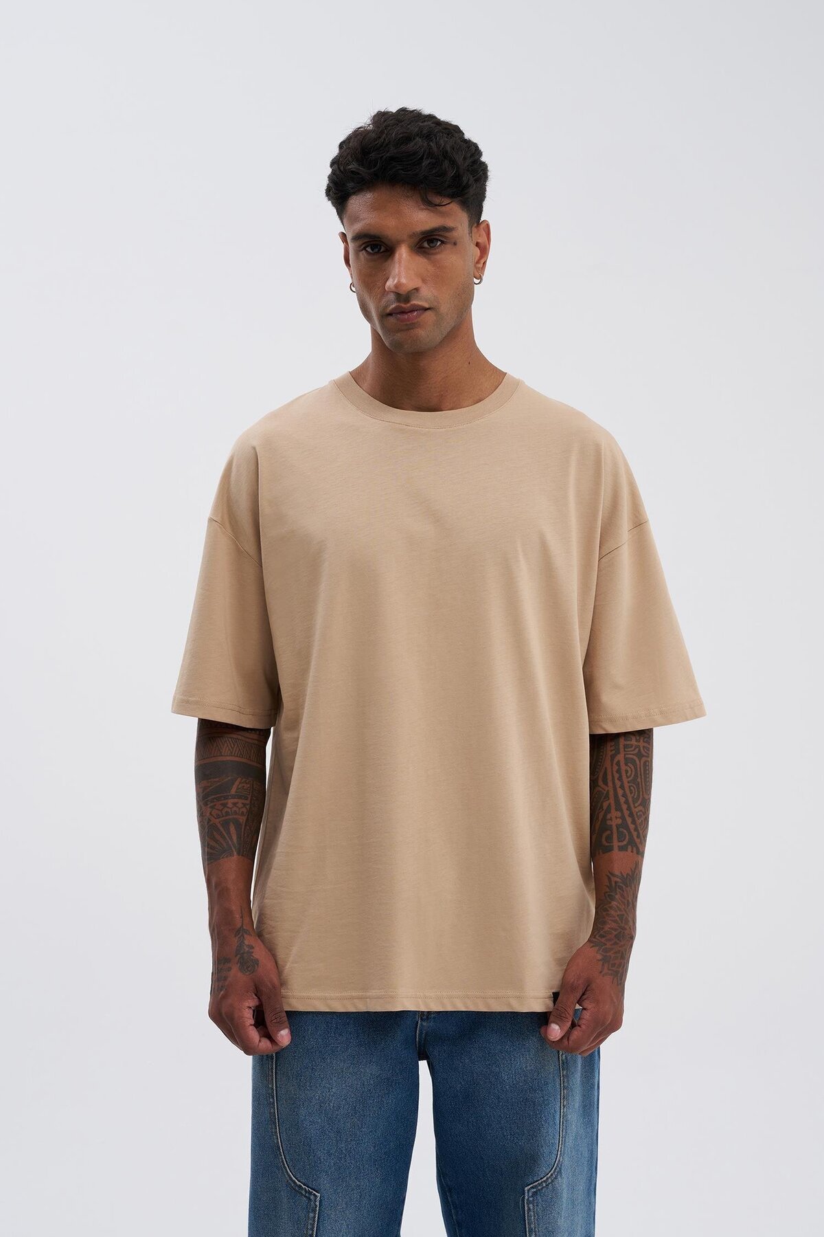 Machinist-Ανδρικό μπλουζάκι Basic Super Cotton Oversize Beige 2