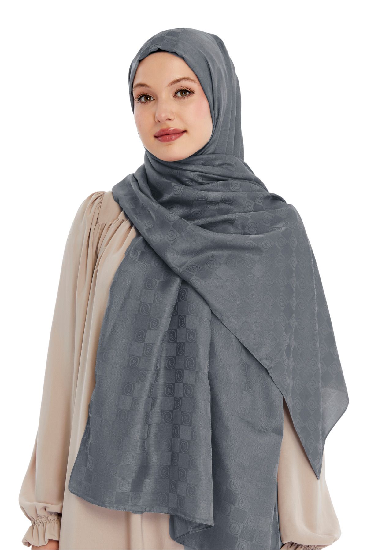 Altobeh-Monogram Checkerboard Pattern Shawl - Smoked 2