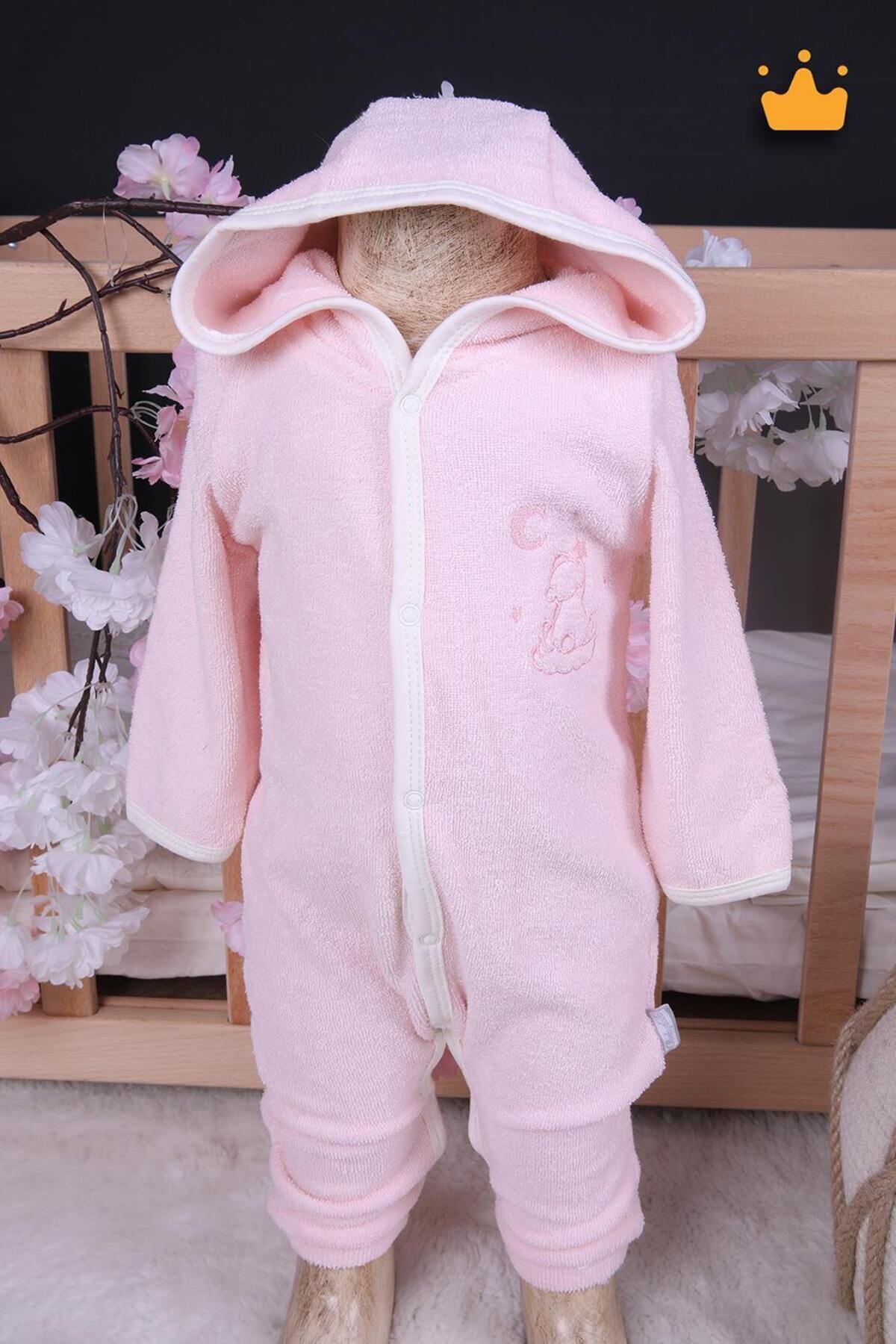 Babyhola %100 Pamuk Kız Erkek Bebek Pamuklu Bebek Bornozu Havlu Kumaş Tulum Ayıcık 13781 fotoğrafı 2 (önizleme)