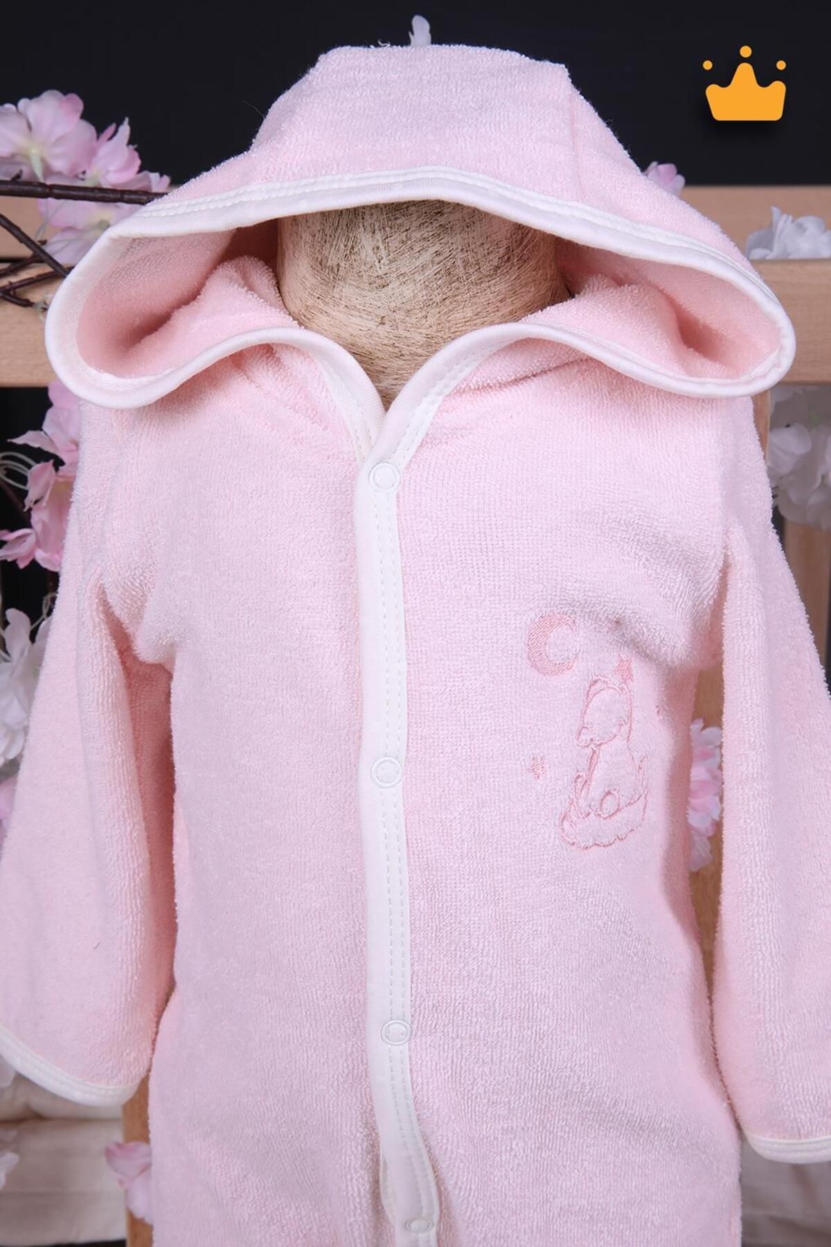 Babyhola %100 Pamuk Kız Erkek Bebek Pamuklu Bebek Bornozu Havlu Kumaş Tulum Ayıcık 13781 fotoğrafı 3 (önizleme)