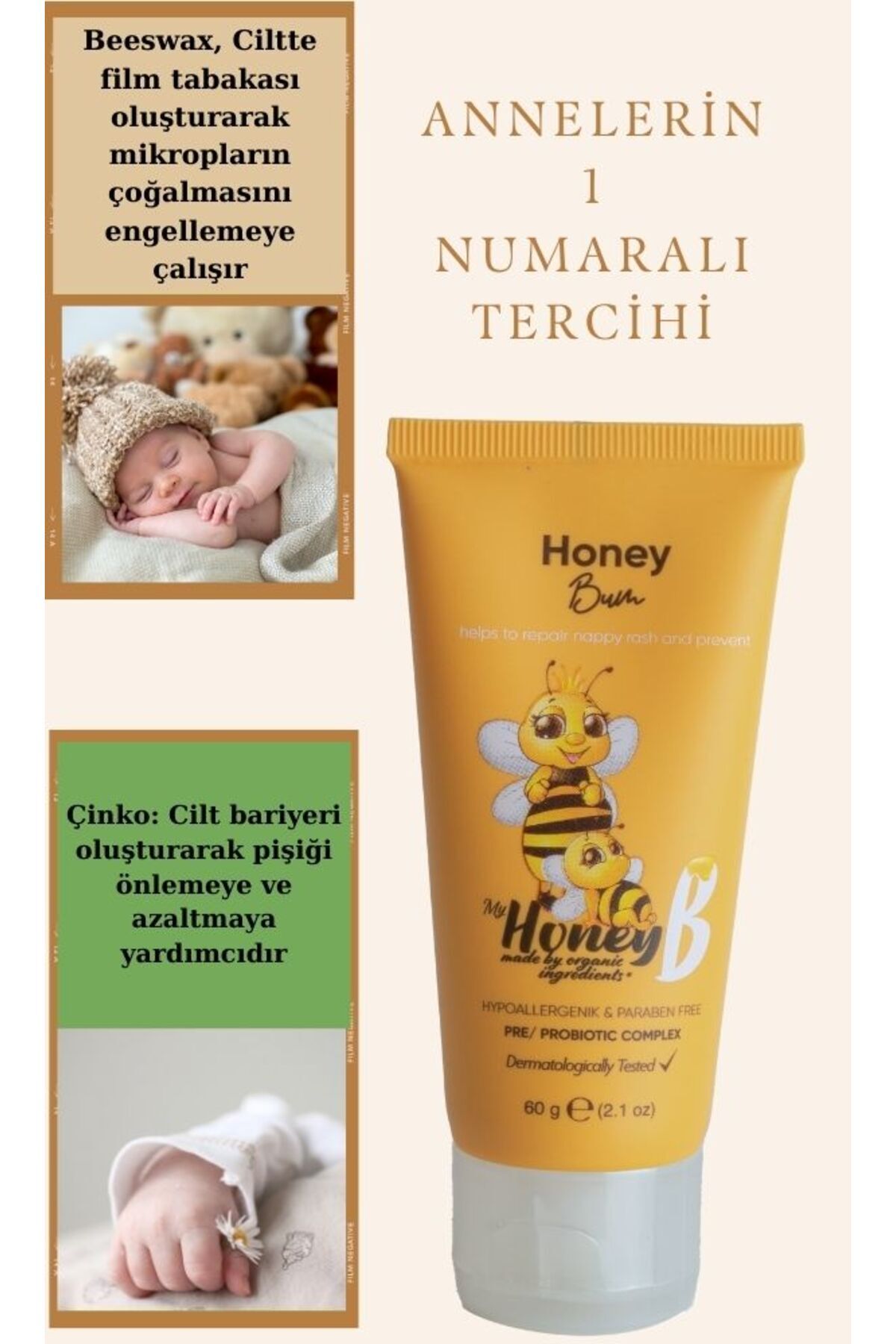 My Honey B Honey Bum Doğal Pişik Kremi 60 G fotoğrafı 5 (önizleme)