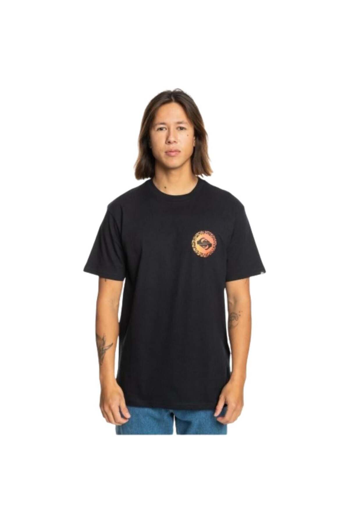 کوییک سیلور تی‌شرت مردانه طرح Long Fade SS مشکی مدل EQYZT07670-10010