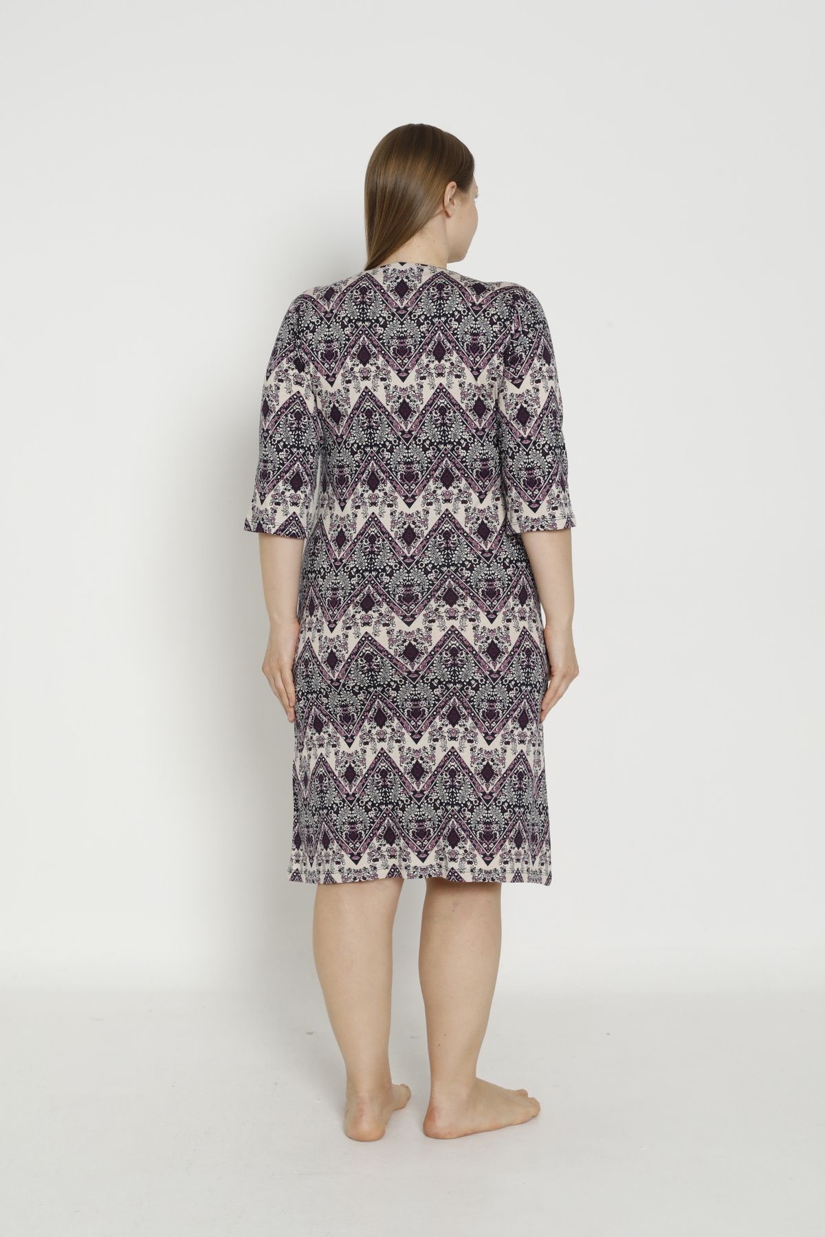 ROMEO LİFE-Women's Large Size Cotton Modal Fabric Dress 5929 7
