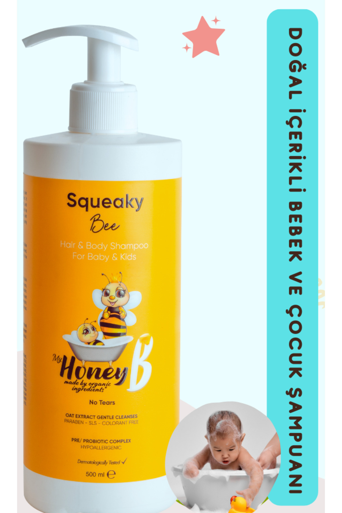 My Honey B Doğal Içerikli Yenidoğan Bebek Ve Çocuk Saç Vücut Şampuanı 500 ml fotoğrafı 6 (önizleme)