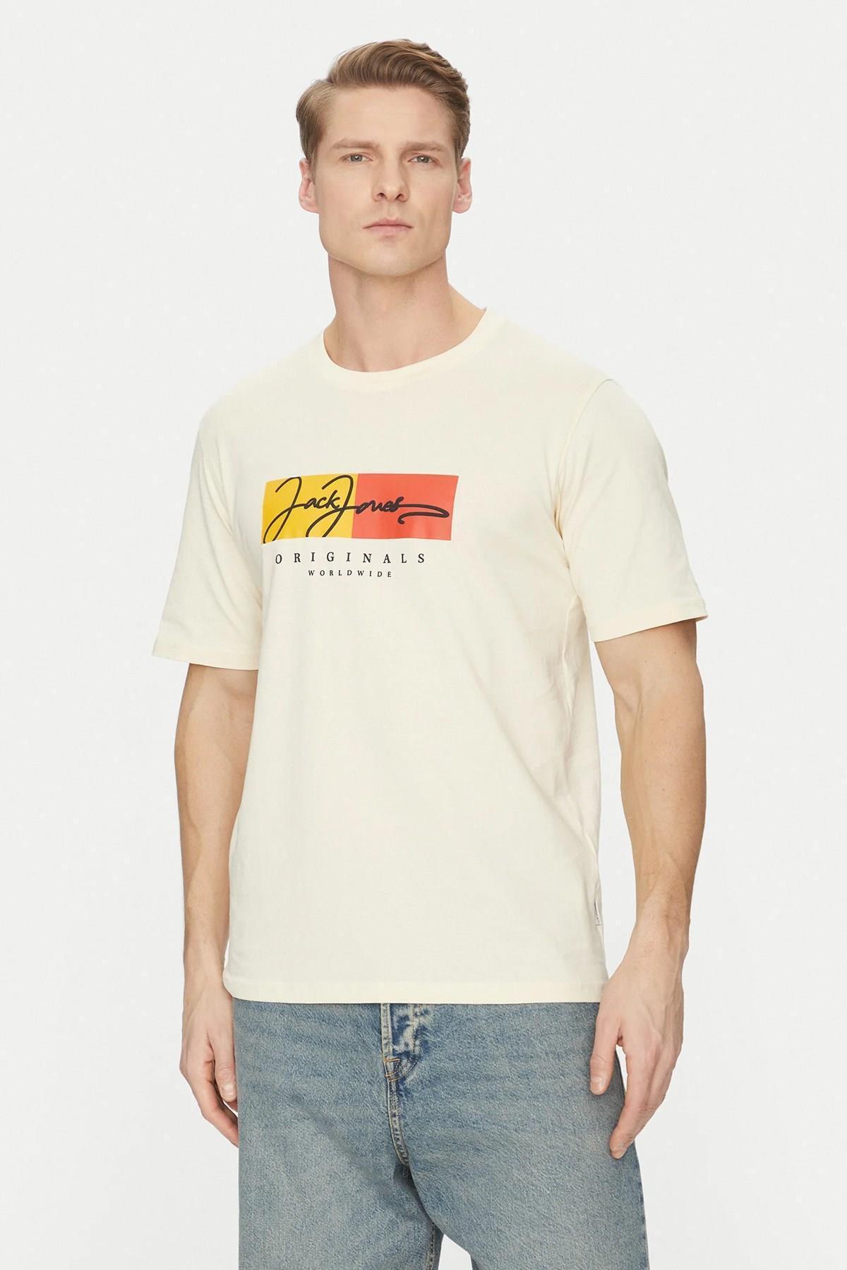 جک اند جونز تی شرت یقه صفر JACK&JONES JORFREDERIKSBERG BOX SCRIPT TEE SS CN LN