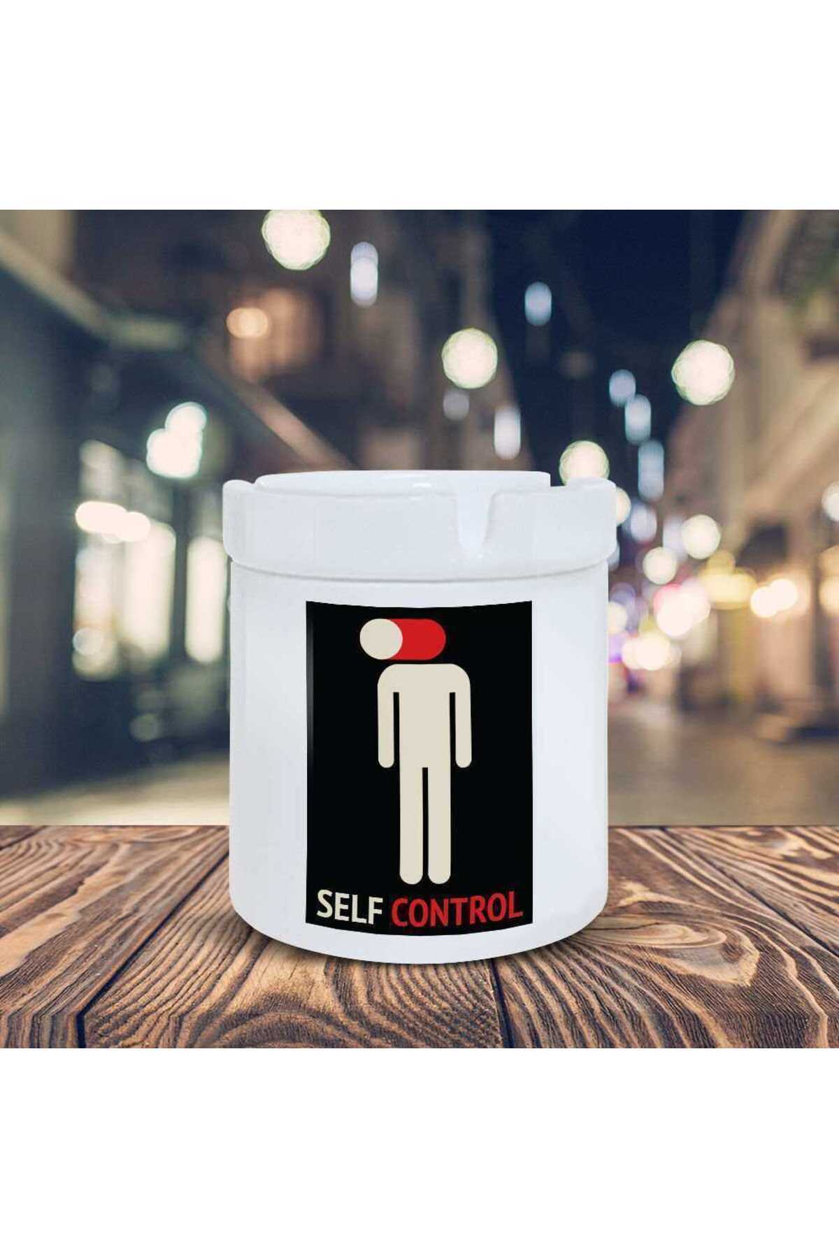 Genel Markalar Beyaz Kapalı Kafa Küllük Self Control Baskılı Kül Tablası K-147