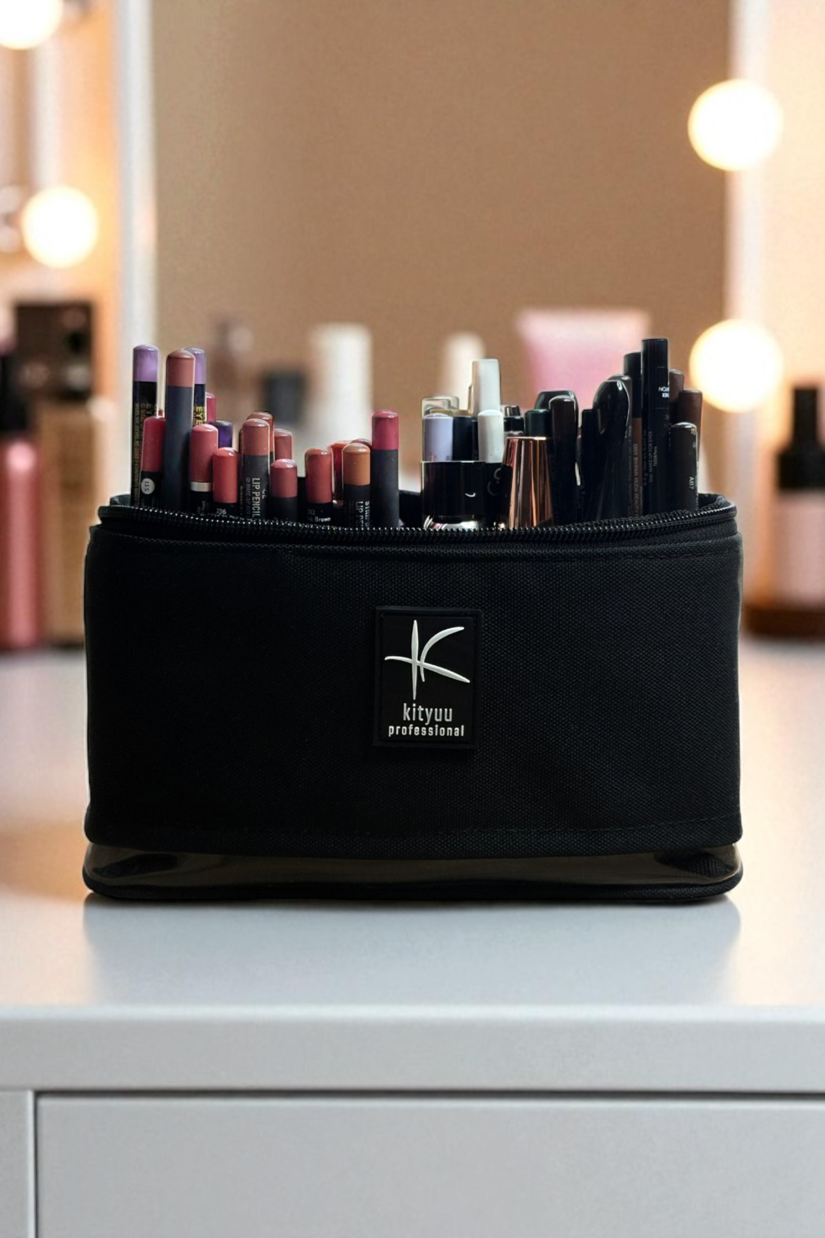 Duokit Körüklü Genişleyebilen Makyaj Çantası | Çok Amaçlı Makyaj Fırça Düzenleyici Kozmetik Çantası — مشکی makeupbagSHR — تصویر 4 از 6