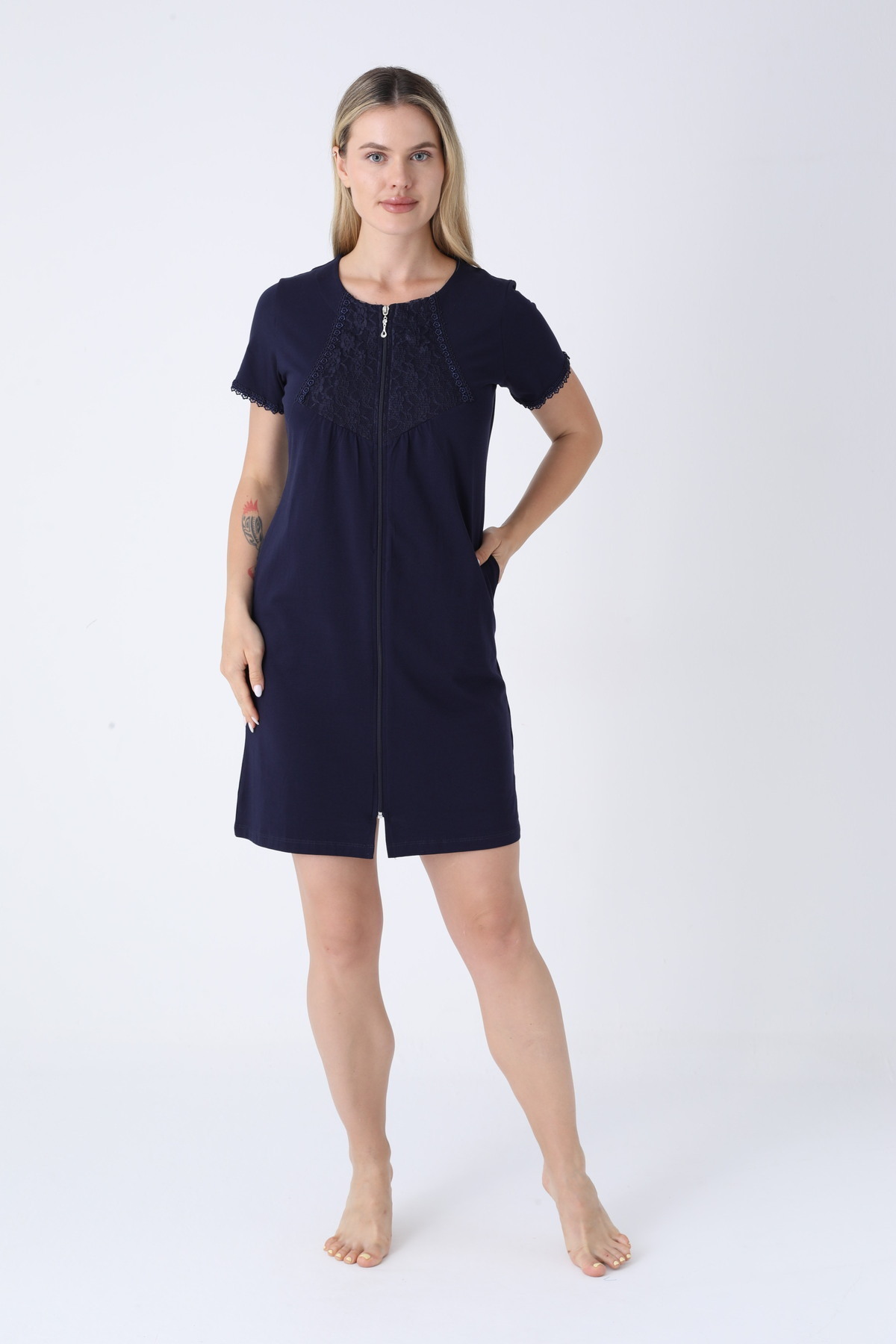 Women's Cotton Lycra Zipper Dress 7467