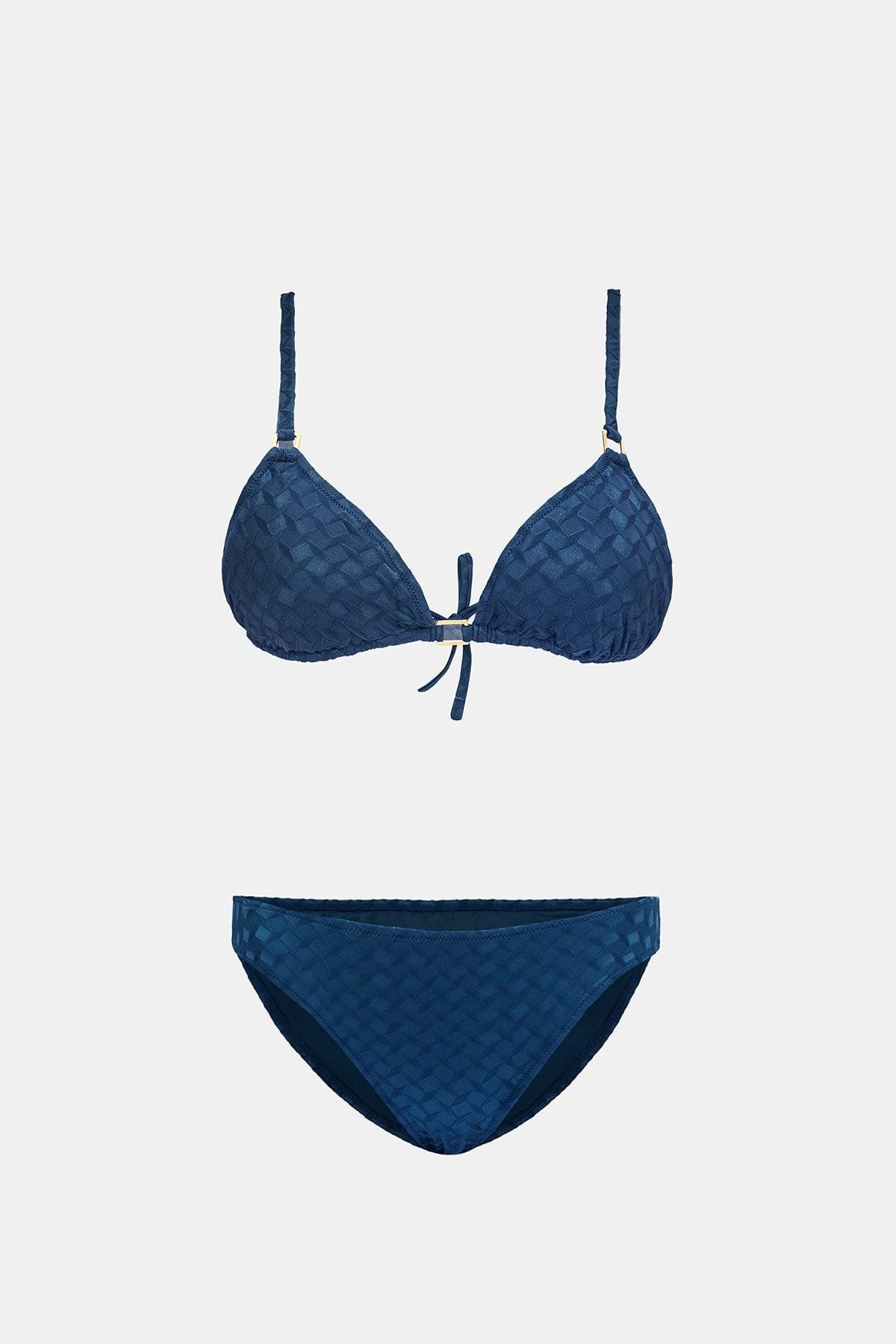 Amarelle-Olympos Petrol Blue Triangle Bikini Set with Removable Pad Without Padding 1