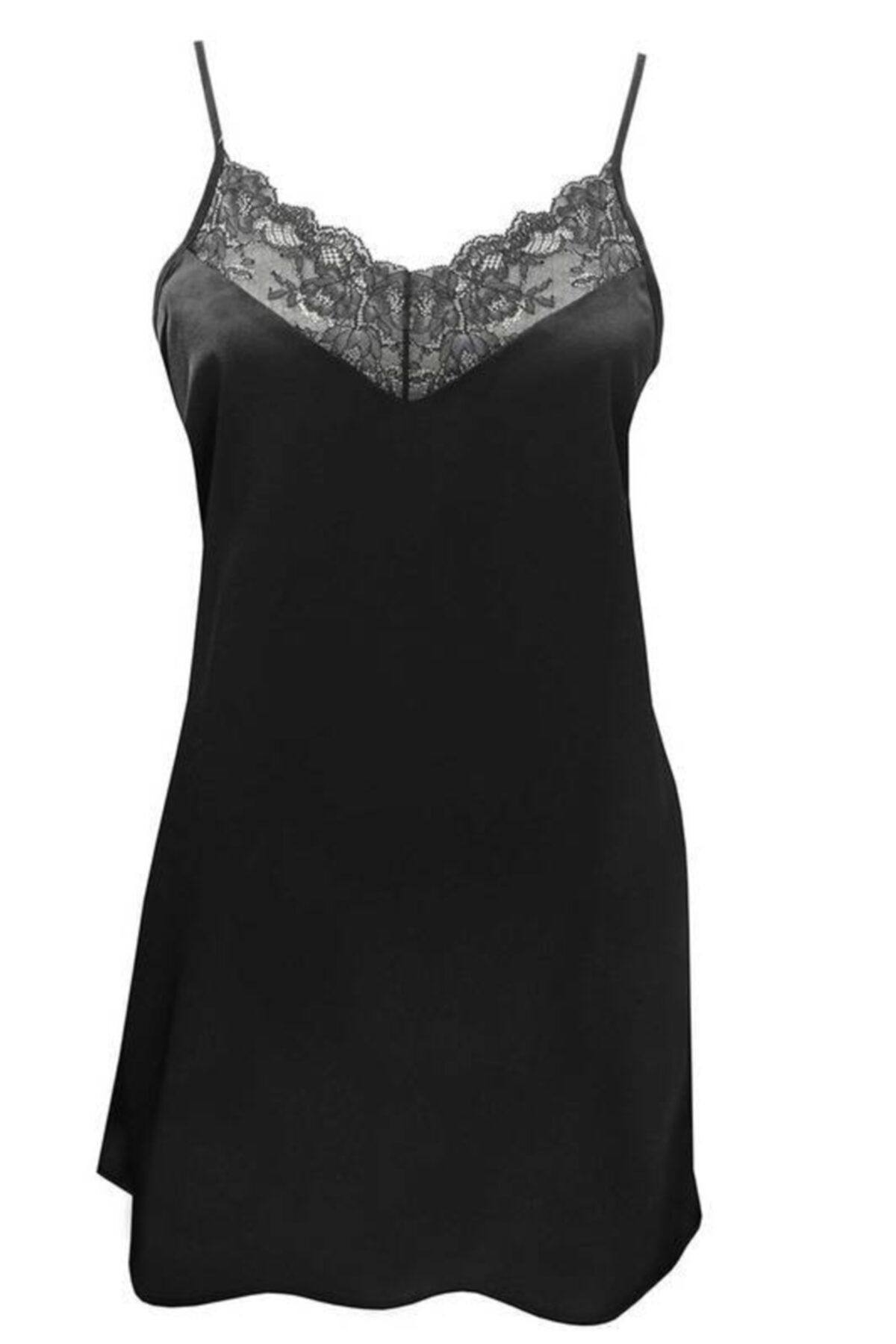 Magic Form Krep Saten Dantelli Ip Askılı Kısa Kadın Gecelik