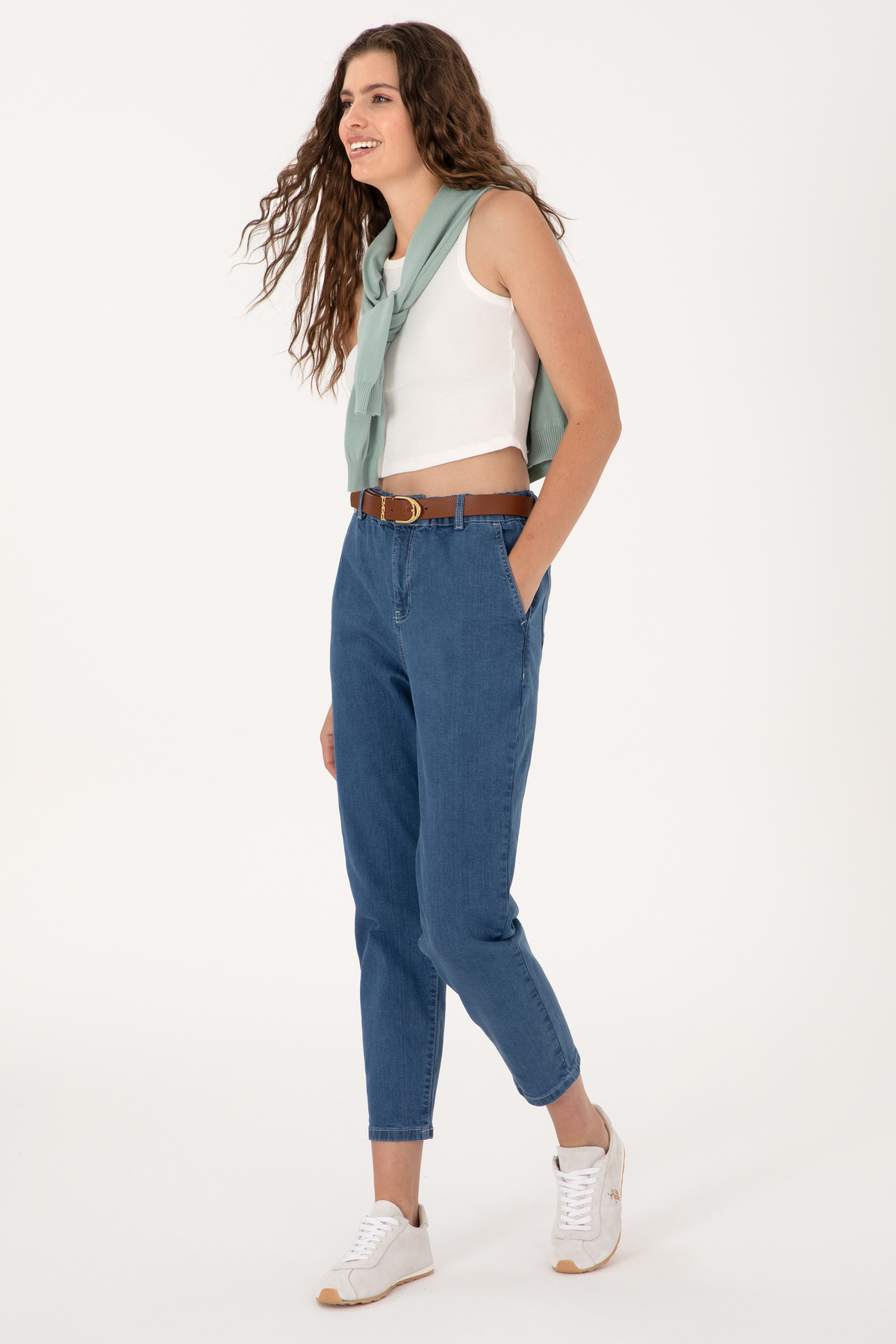 U.S. Polo Assn.  Kadın Açık Mavi Carrot Fit Jean Pantolon 50308382-DN0021 - Görsel 3