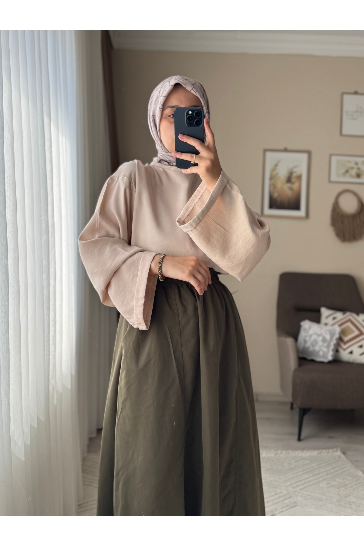 Mina Terzi&Butik  Trend Salaş Kol Body Müslin - Görsel 3